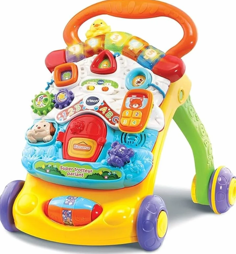 VTech Super Trotteur Parlant Bébé Pliable Orange, Tableau d'Éveil Détachable, Jouet d'Activité et de Développement, Apprentissage de la Marche, Cadeau Bébé Dès 9 Mois