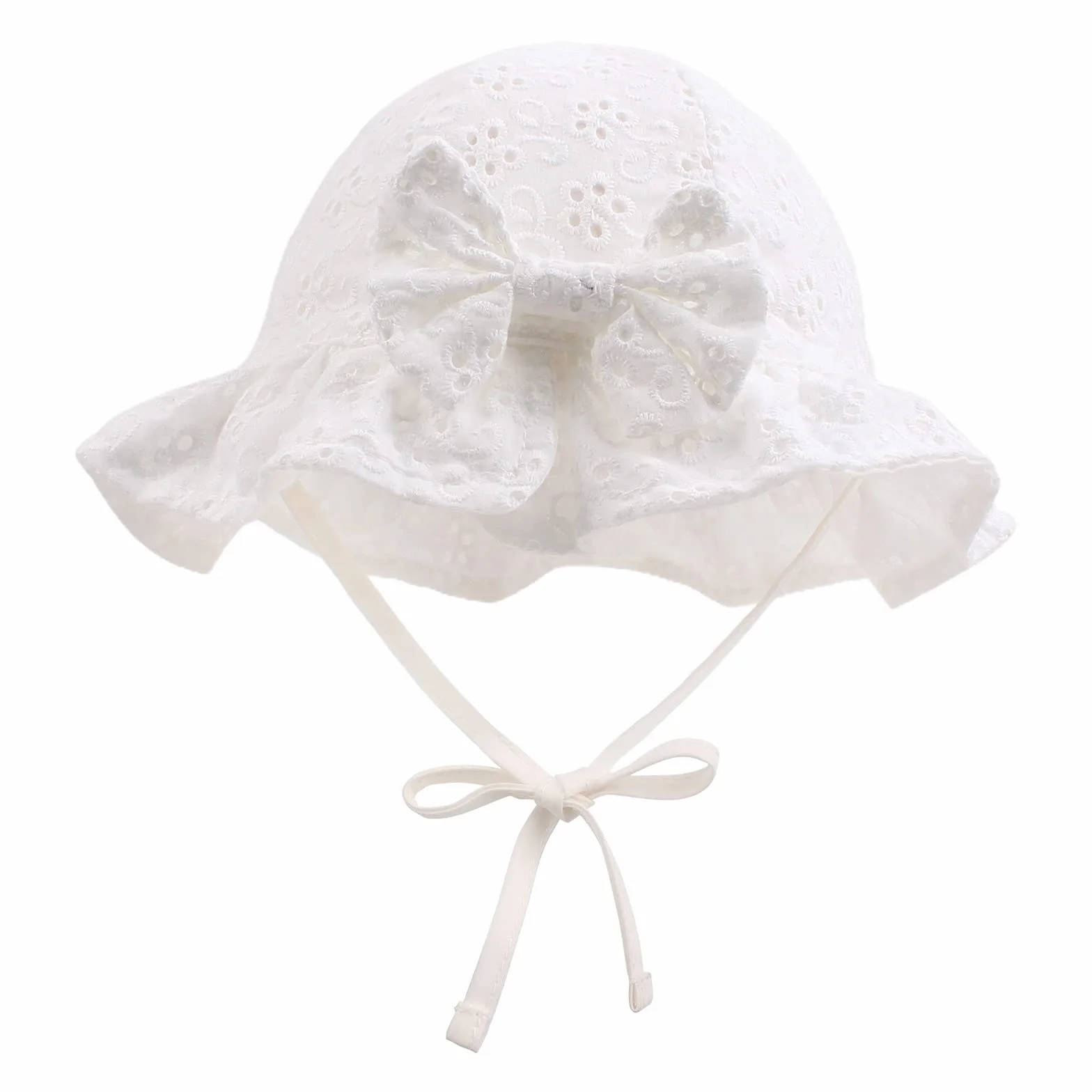 Chapeau de Soleil Bébé Fille Coton Dentelle Noeud XIAOHAWANG