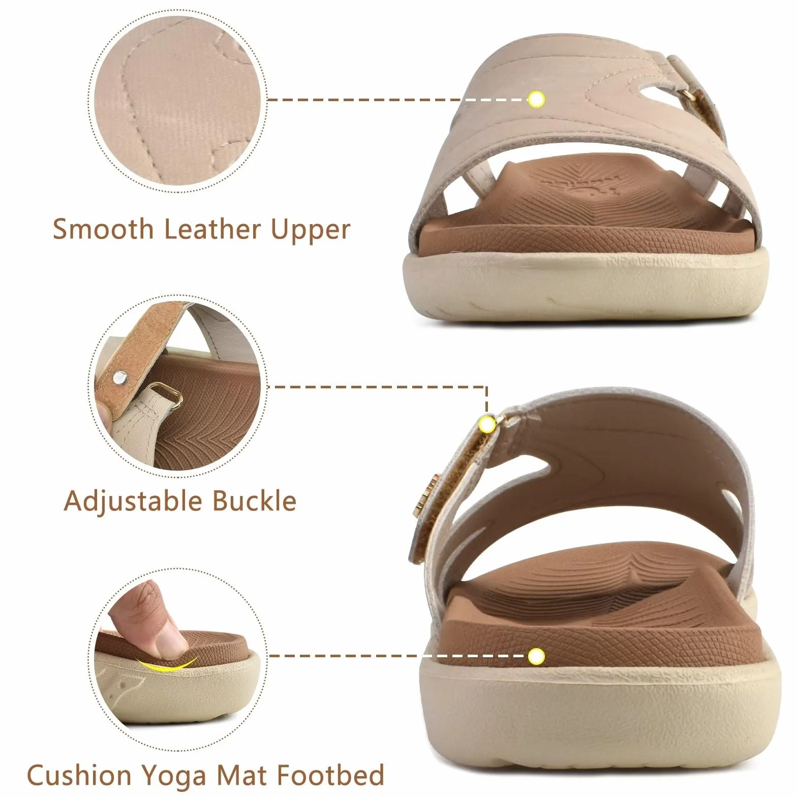KuaiLu Claquette Femme Orthopédique Legere Soutien Plantaire Sandales Reglables Confort Yoga Mat Plage Piscine Douche Mules
