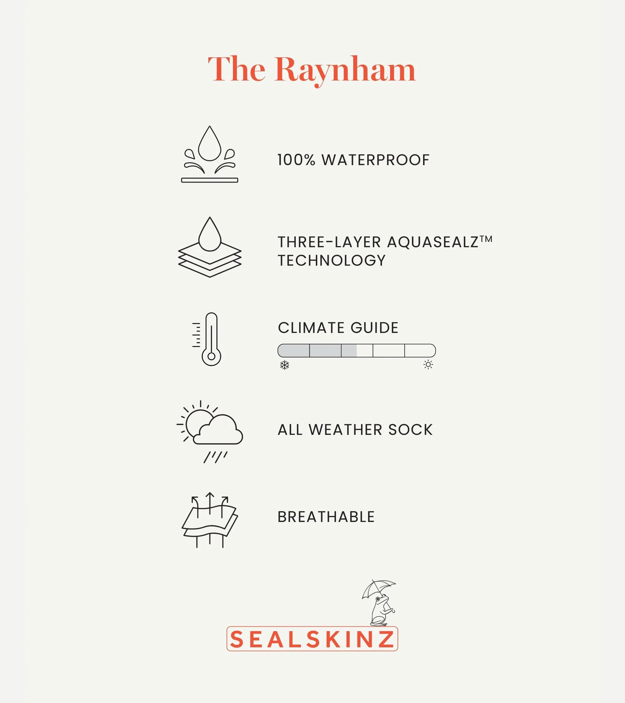 SEALSKINZ chaussette imperméable taille moyenne