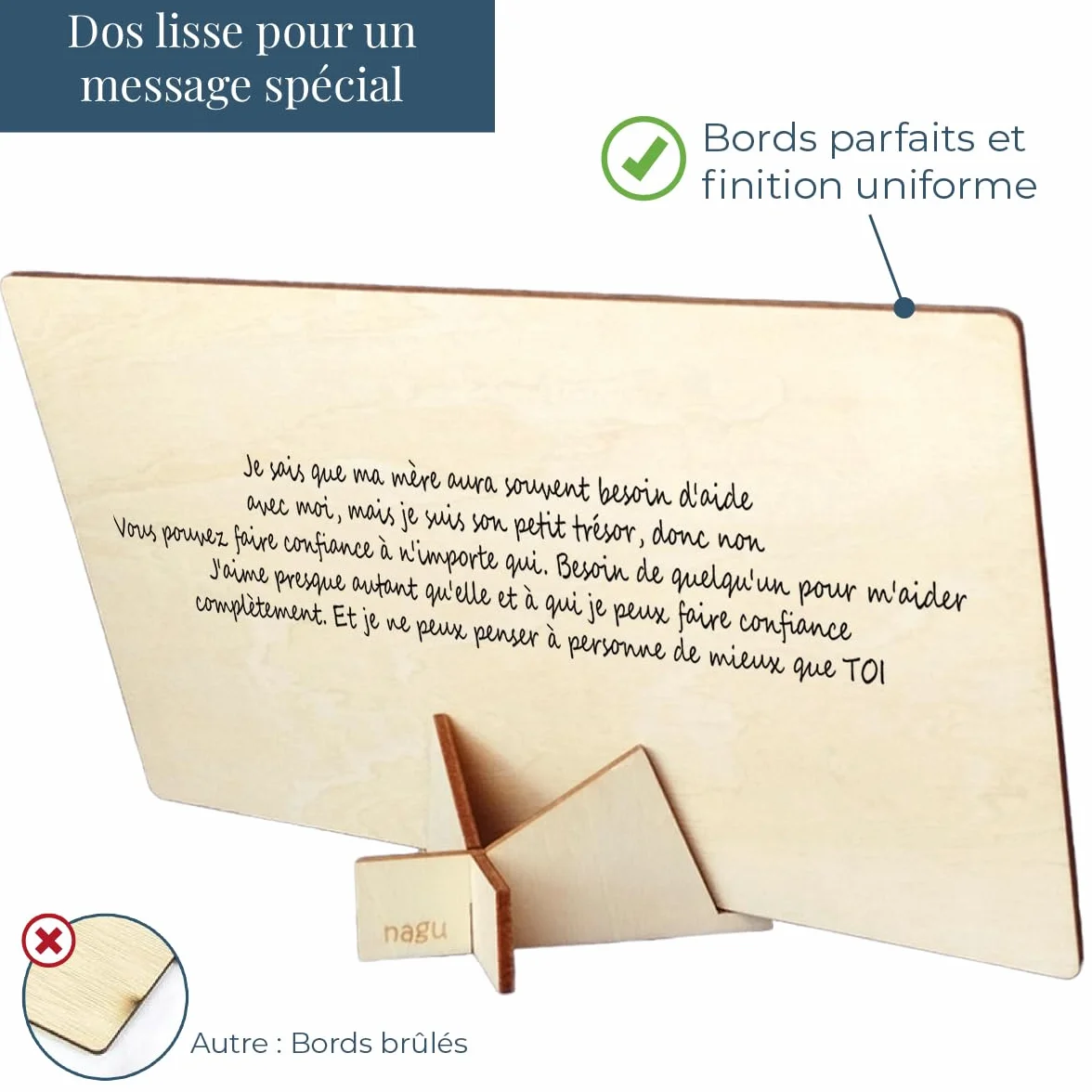 Nagu Cadre Photo en Bois 10x15 cm – Cadeau Personnalisé Baptême – Support de Table