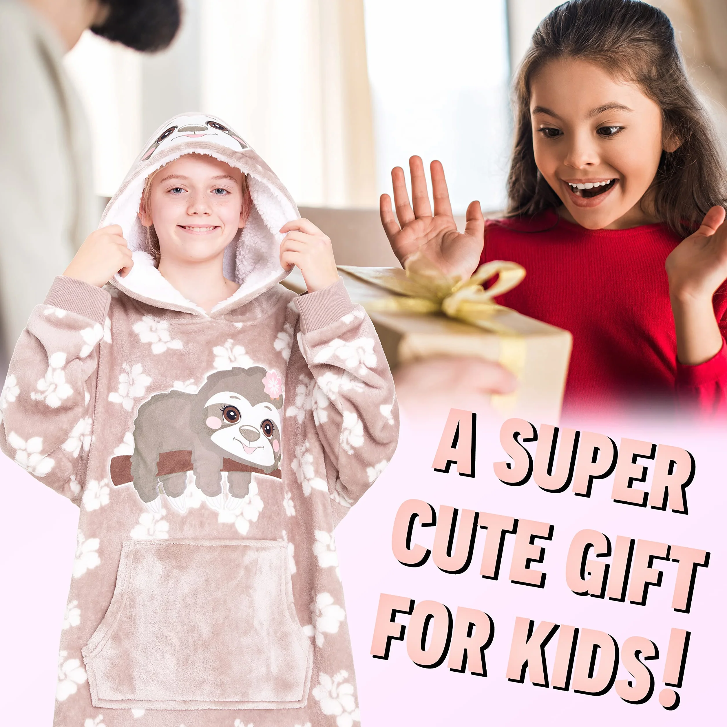 CityComfort Couverture à Capuche Sherpa Enfant Fille Oversize Plaid