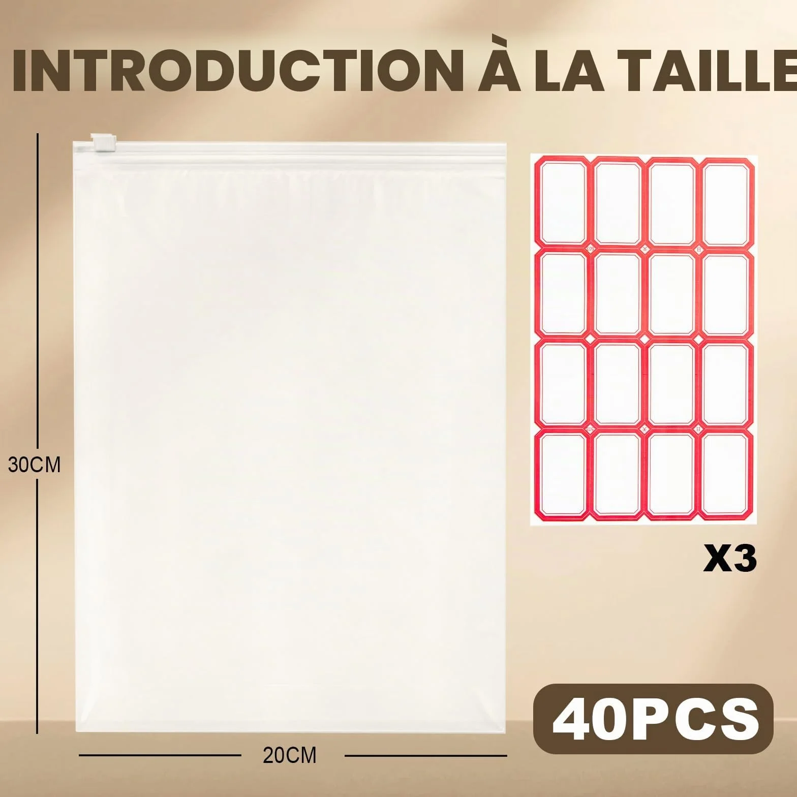Sachets Plastiques Givrés Refermables 40 Pièces 20×30 cm Sacs Zip Mat