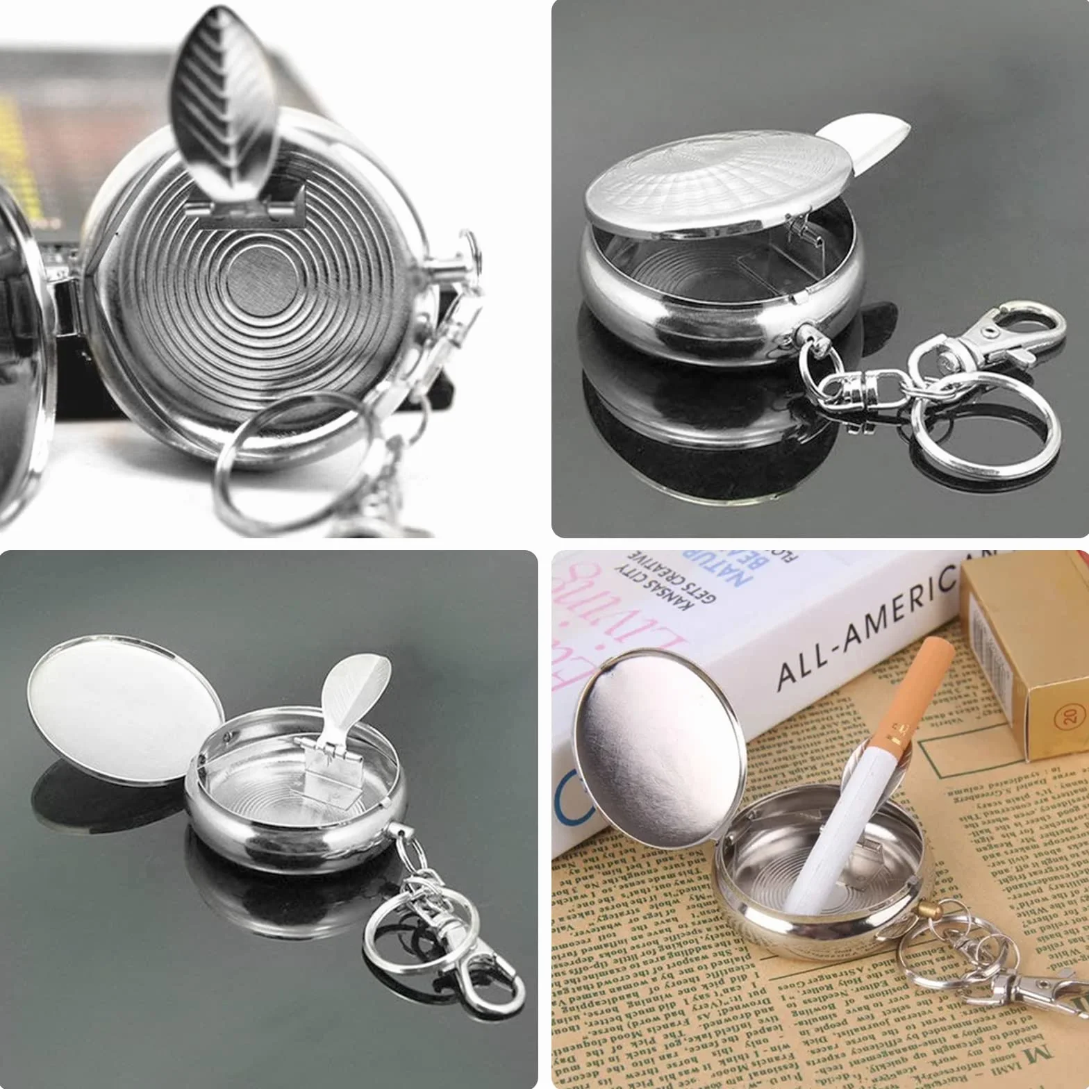 Mini Cendrier Portable en Acier Inoxydable avec Couvercle Anti Odeur Épreuve du Vent