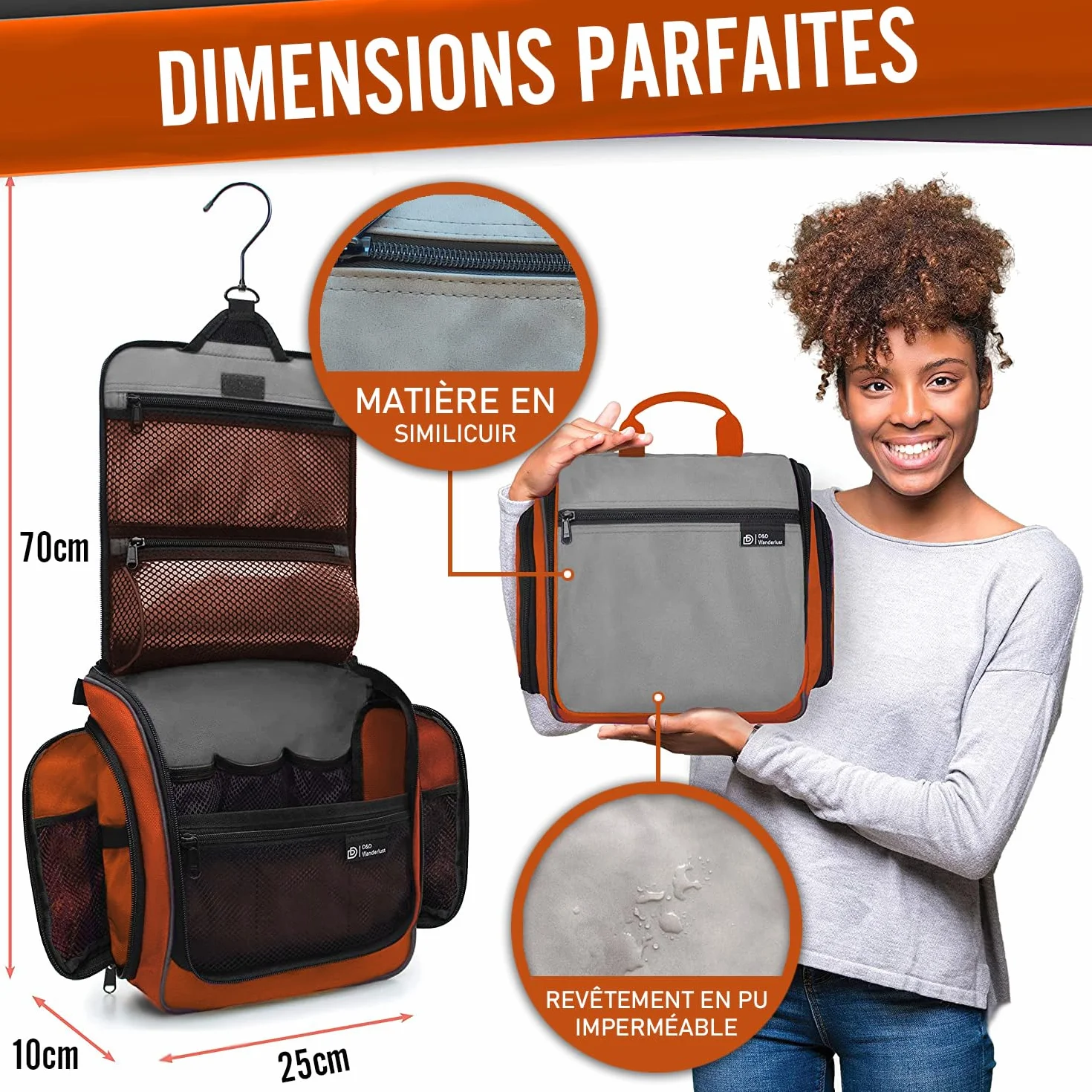D&D Trousse De Toilette De Voyage À Suspendre Grand Rangement Cosmétiques
