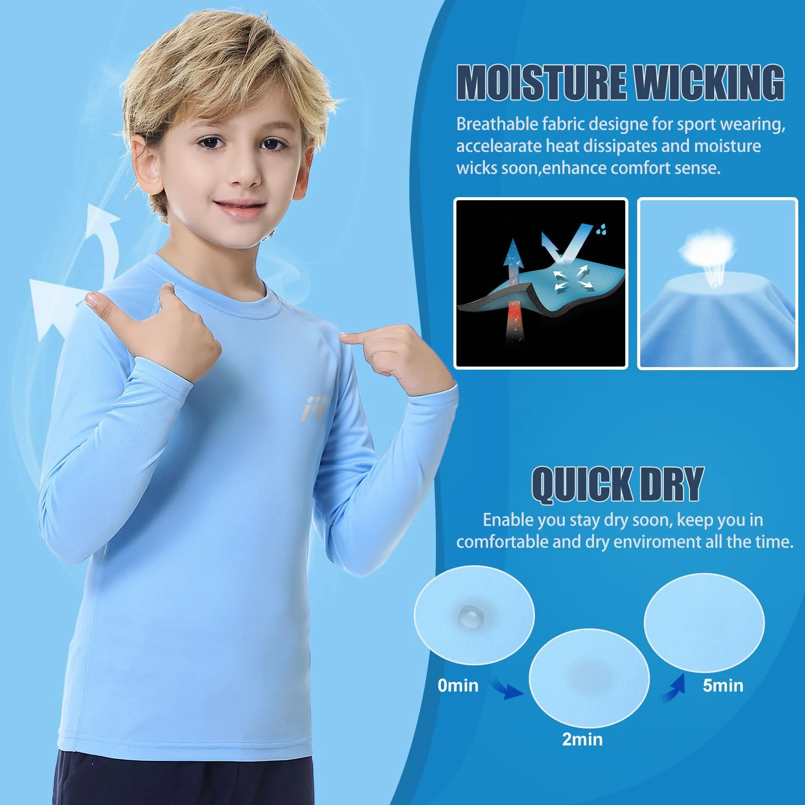 MEETWEE Garçon Rashguard Manches Longues UV Protection Solaire UPF50+ Chemise Natation Enfants T-Shirt de Bain Séchage Rapide Surf Beach Pool
