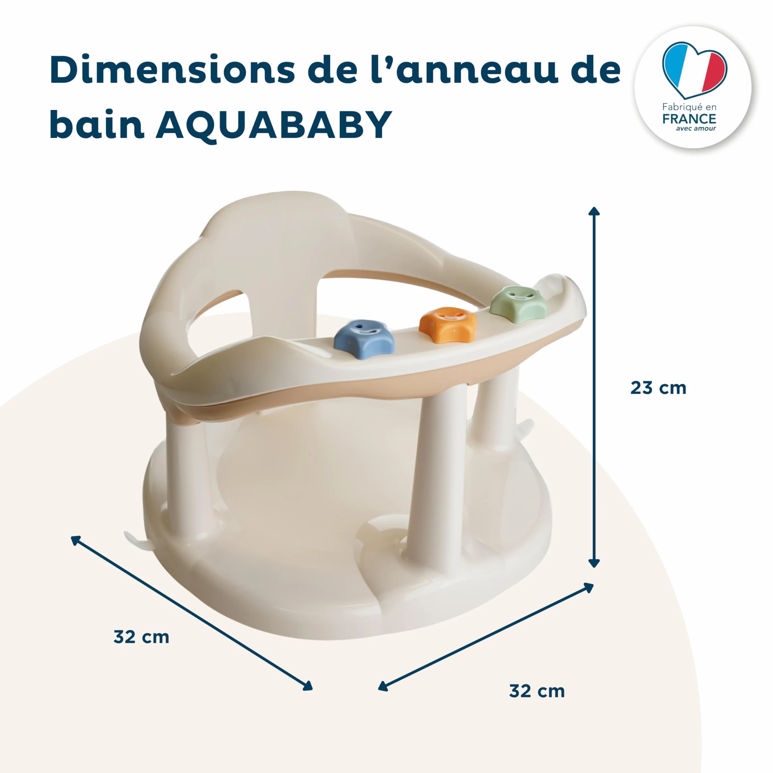 THERMOBABY Anneau De Bain Bébé Aquababy Siège De Bain 7-16 Mois Fabriqué En France Noisette