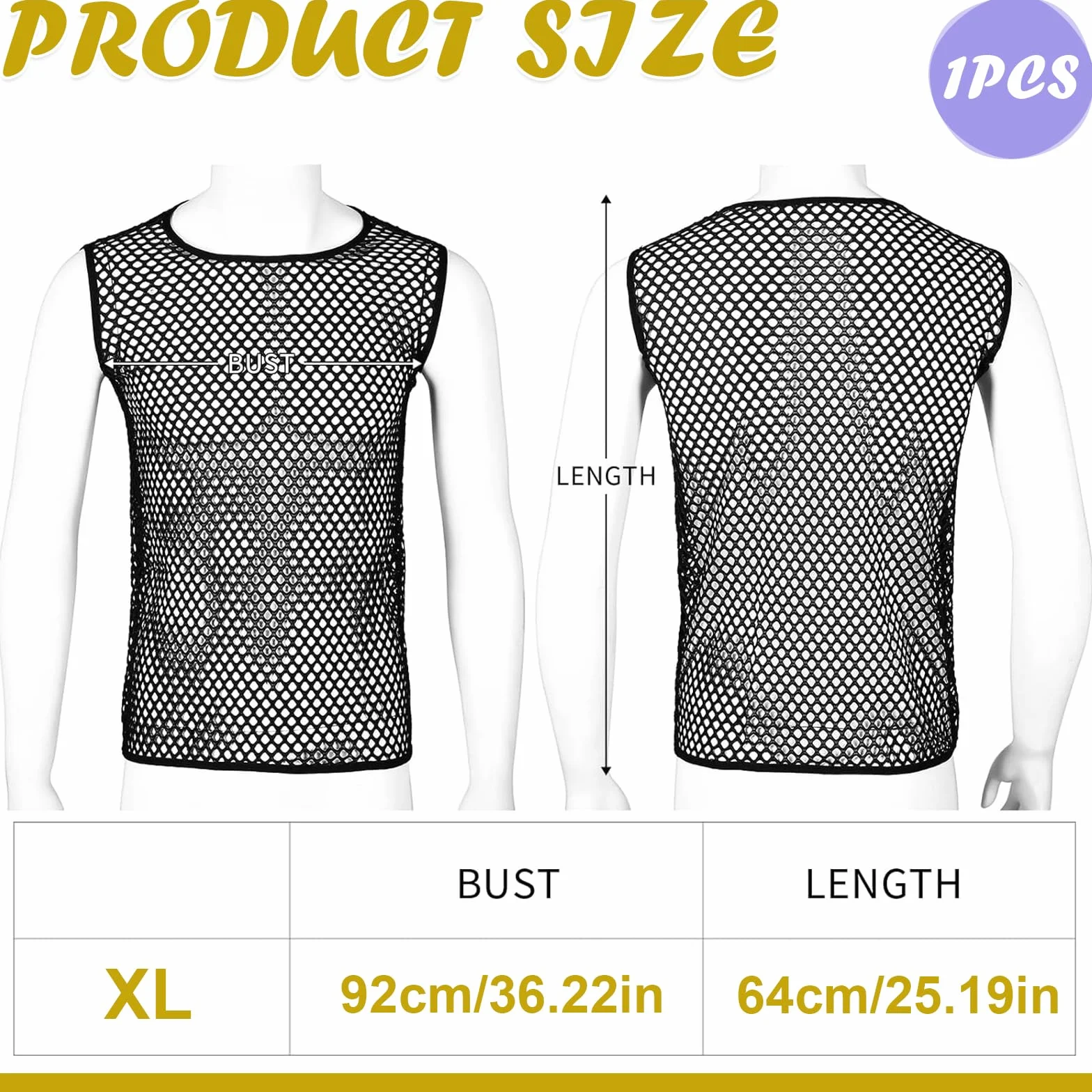 Maillot de Corps en Maille Noire pour Hommes Taille XL