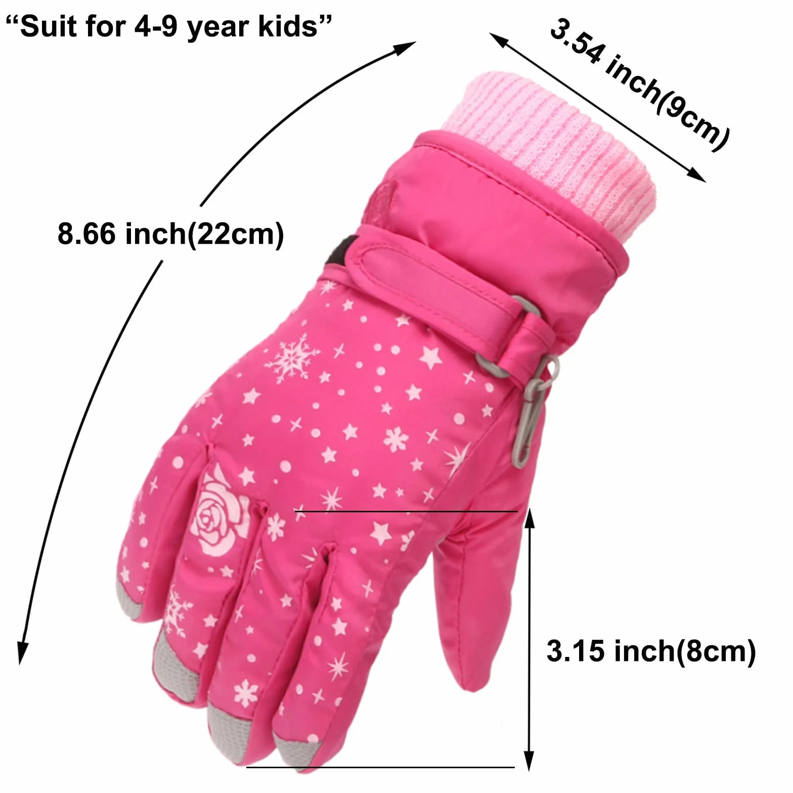 Generisch Gants Enfants Hiver Imperméable Chaud Polaire Ski Neige 6-11 Ans