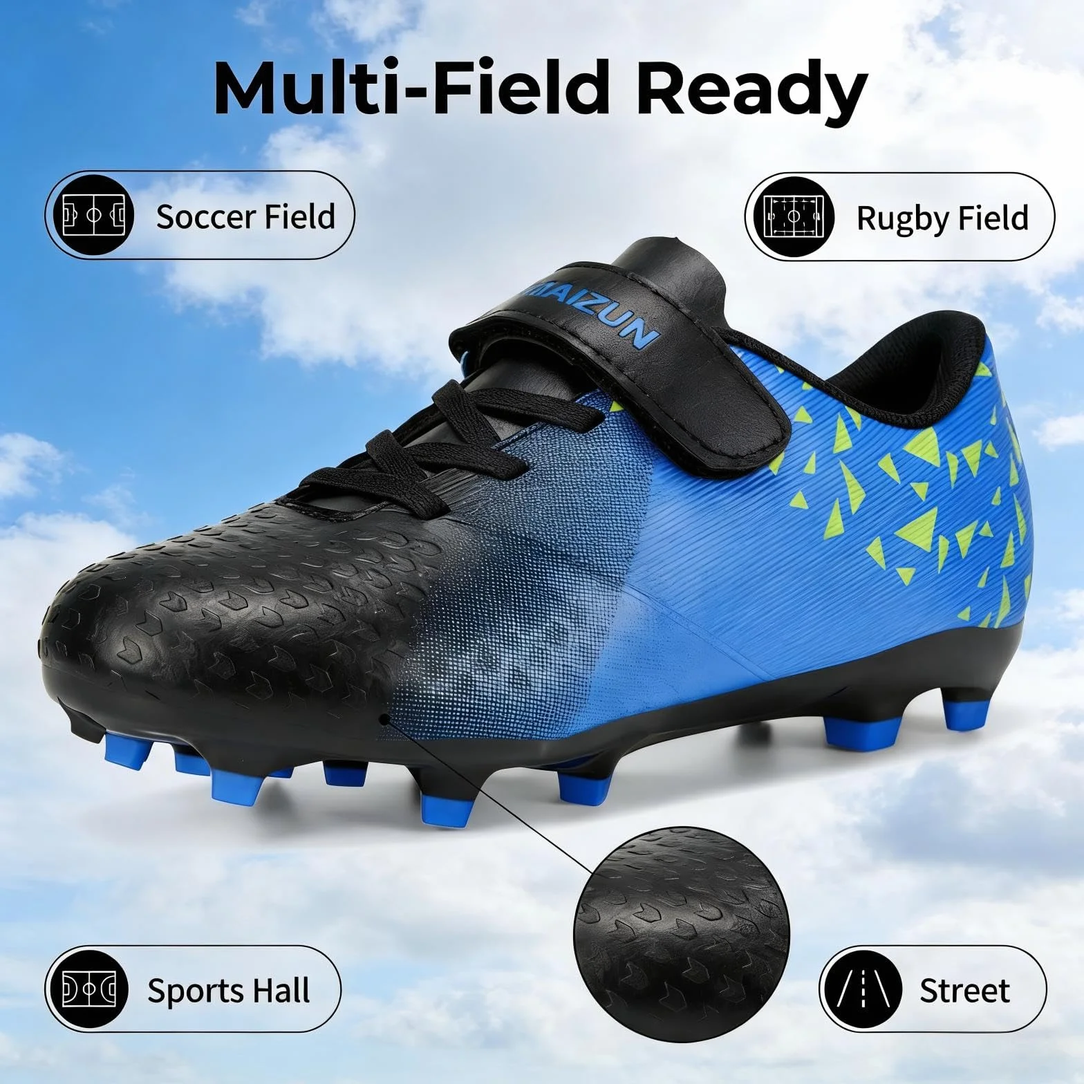 Chaussures de Football Enfants Crampons Terrain Ferme Petits Grands