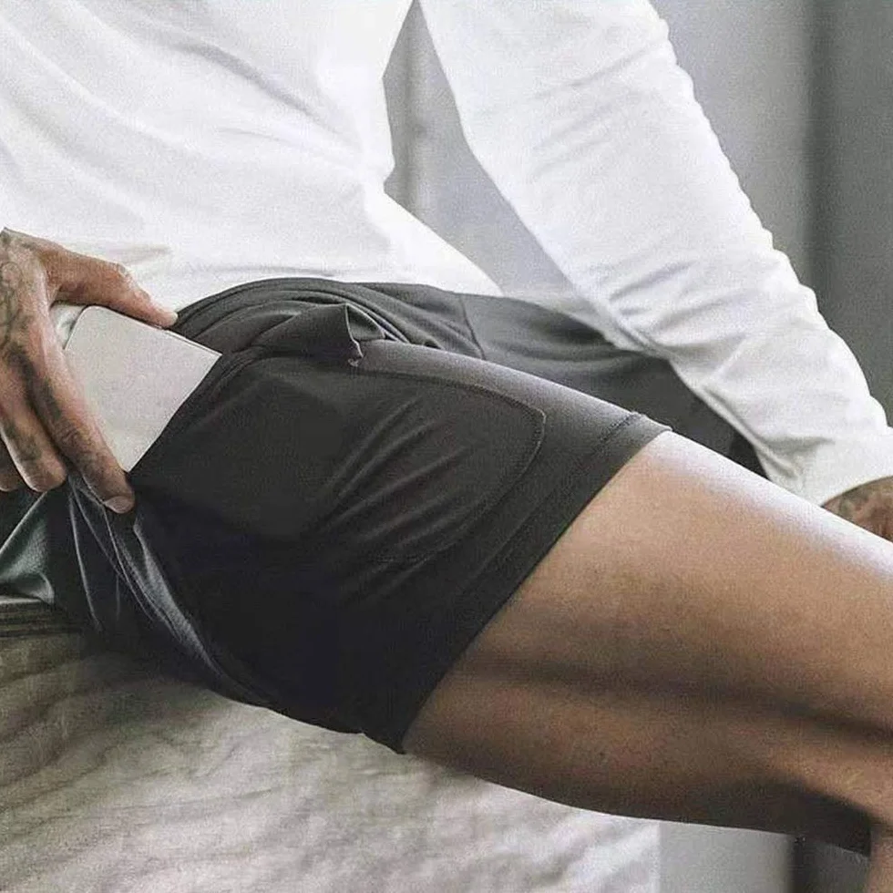Compression Shorts Hommes Sport Séchage Rapide Short Course Pantalon Court Leggings Sport Poche Base Layer Stretch Fitness