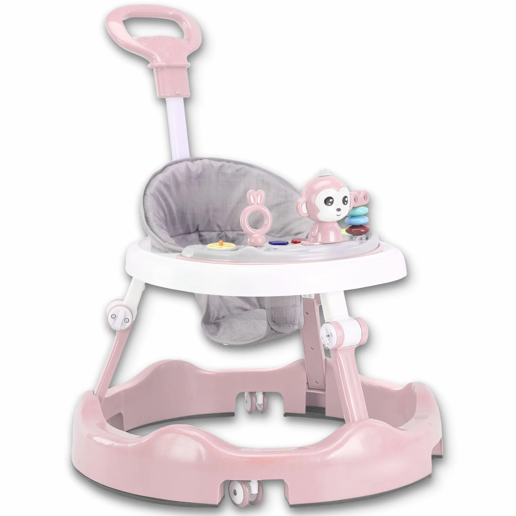 Twinky Trotteur Bebe avec ensemble de jeu et tapis de sol - Aide à la marche robuste 4 positions réglables - Rose