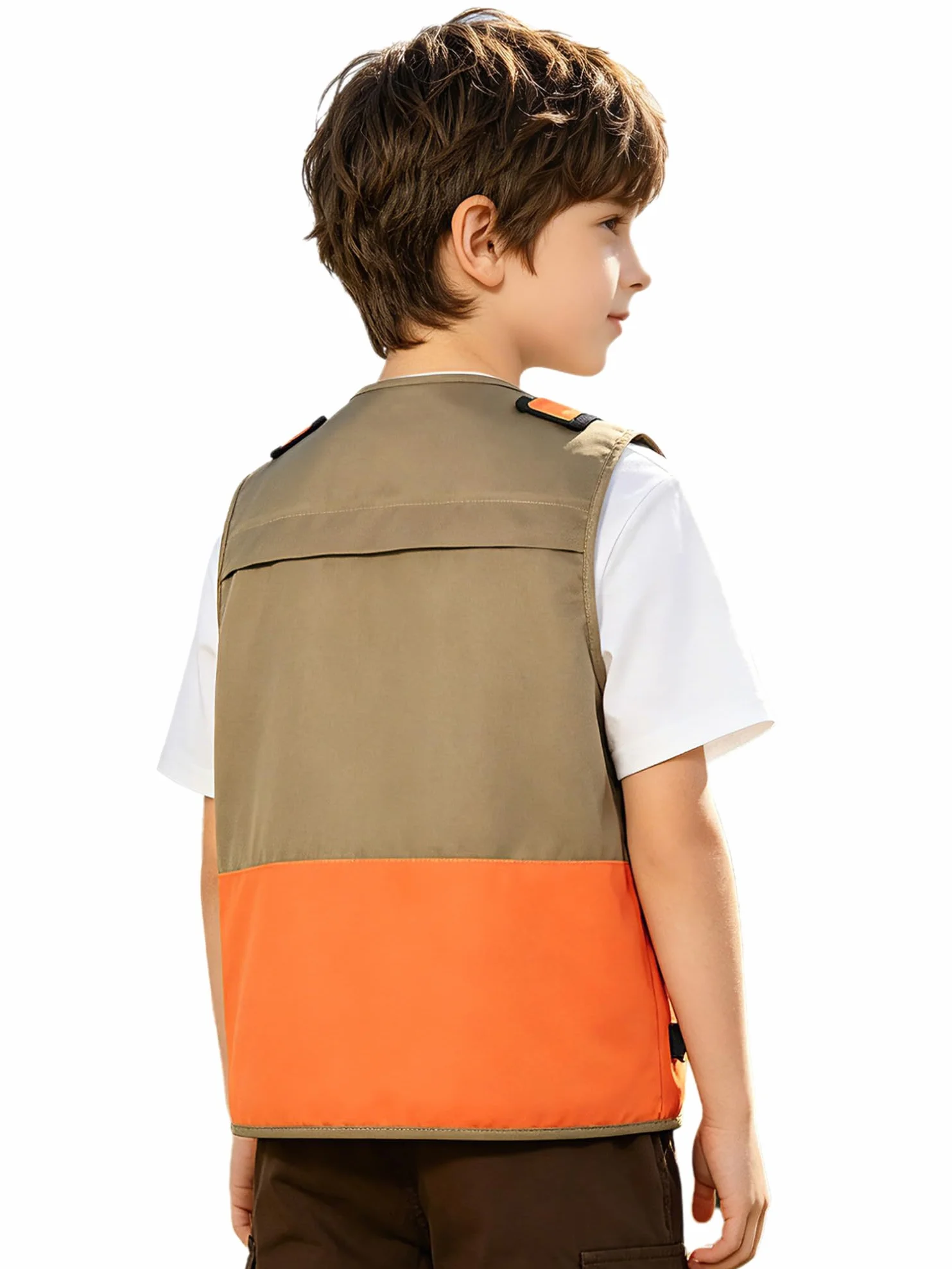 Agoky Gilet De Pêche Veste Tactique Utilitaire Pour Garçons Sans Manche Enfant