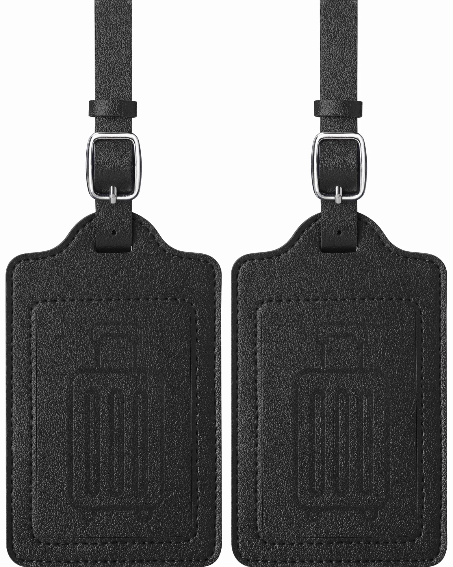 Teskyer 2 Pièces Etiquette Valise Cuir PU Noir Protection Vie Privée Voyage Avion