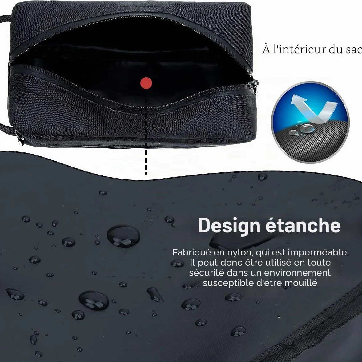 Trousse de Toilette de Voyage Pliable pour Hommes et Femmes, Sac de Rasage avec Poignée