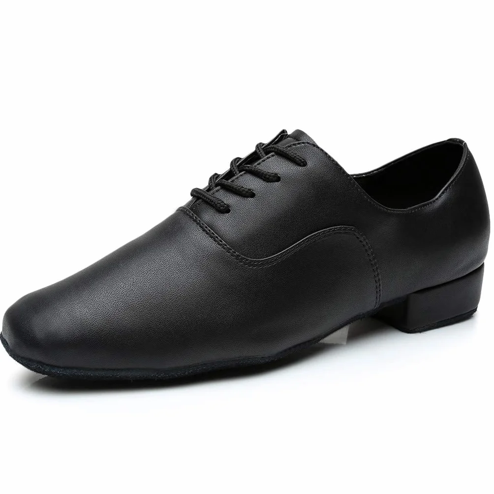 Danse élégante Ronde en Cuir Noir Morden Jazz Latin Hommes Chaussures Ballroom Demi Semelles