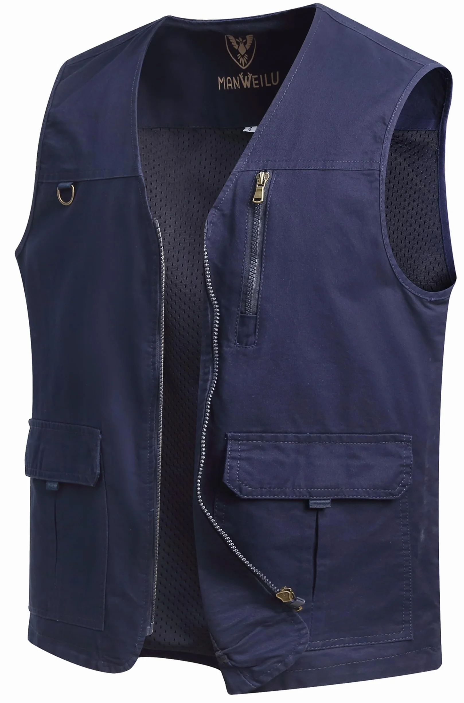 Gilet de Pêche Homme Plein air Sport Sans Manche Veste Léger Respirant Multi-Poche