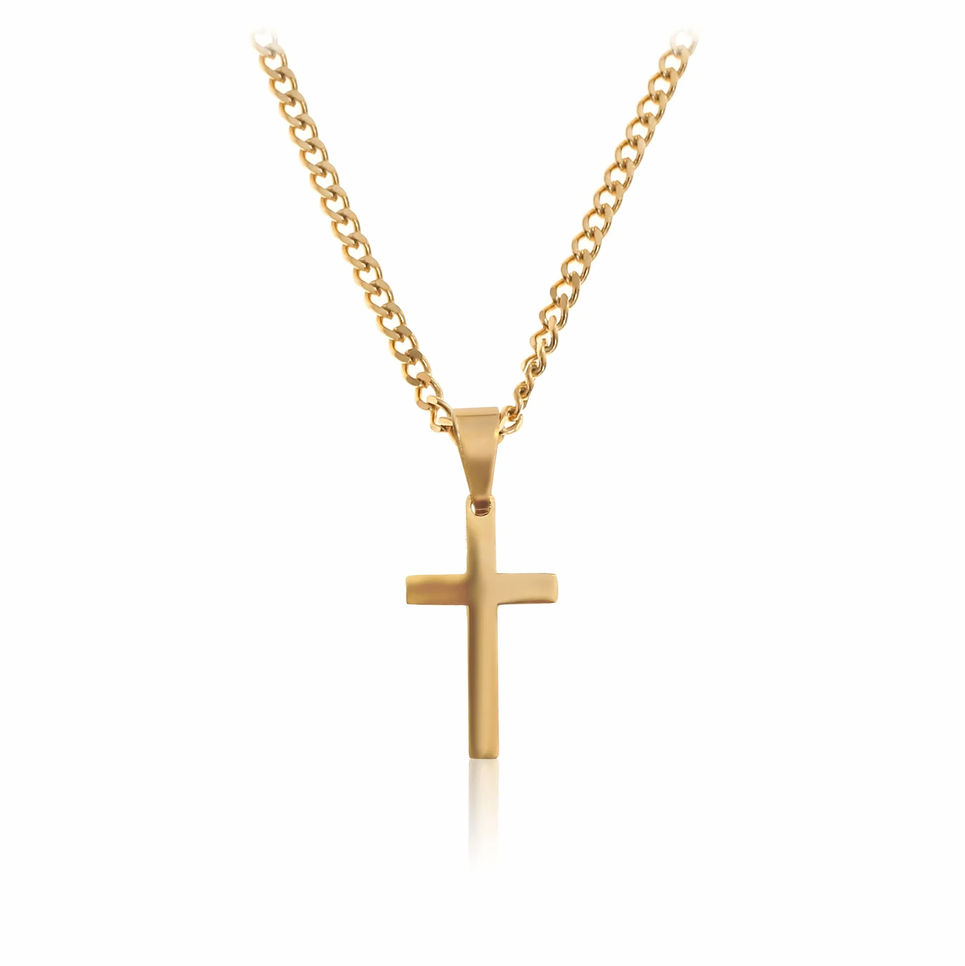 Chaîne en Or pour Homme 60 cm Acier Inoxydable Collier Pendentif Croix Artisanale