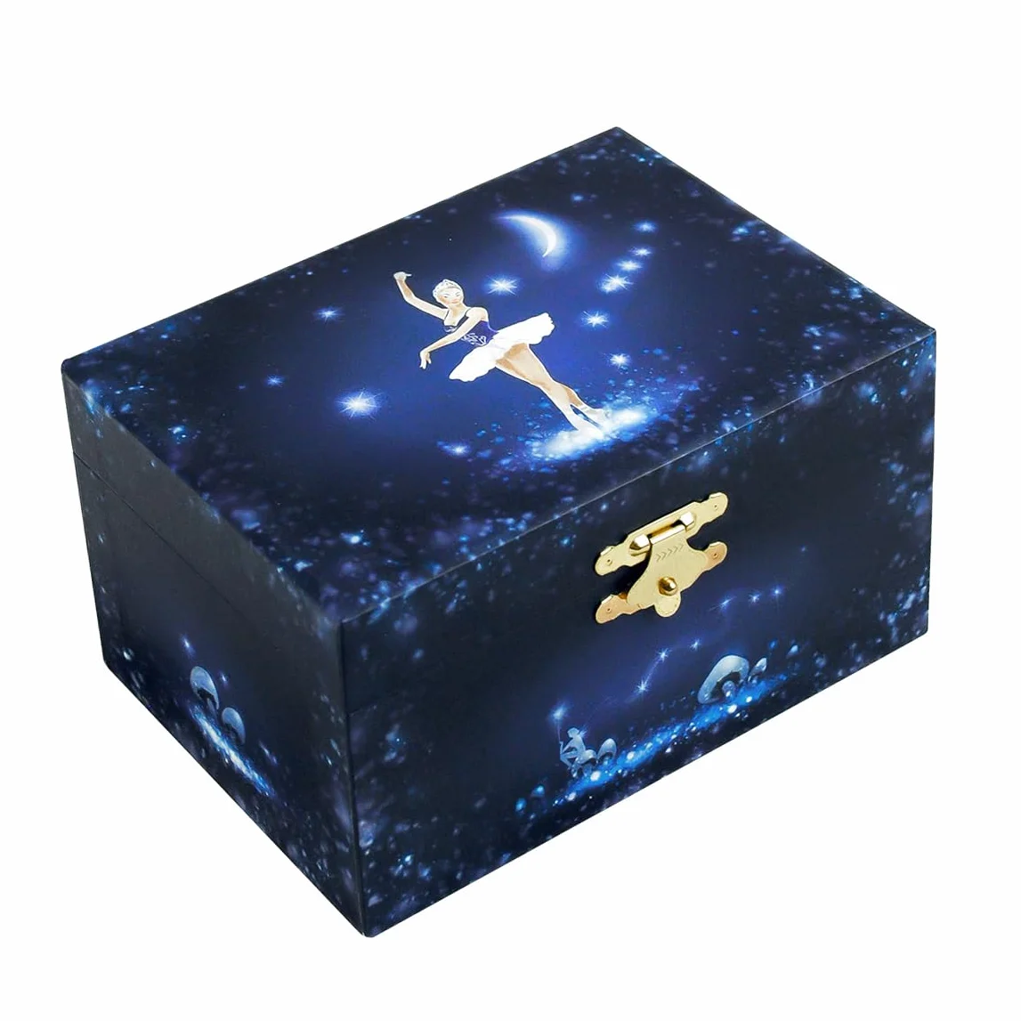 Trousselier Ballerine Boîte à bijoux musicale Phosphorescent Brille dans le noir Musique Lac des cygnes Bleu foncé