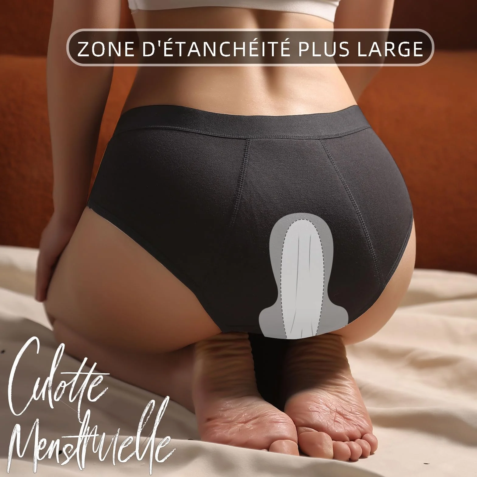 Culotte Menstruelle Absorbante Lavable Coton Protection Périodique Flux léger à abondant