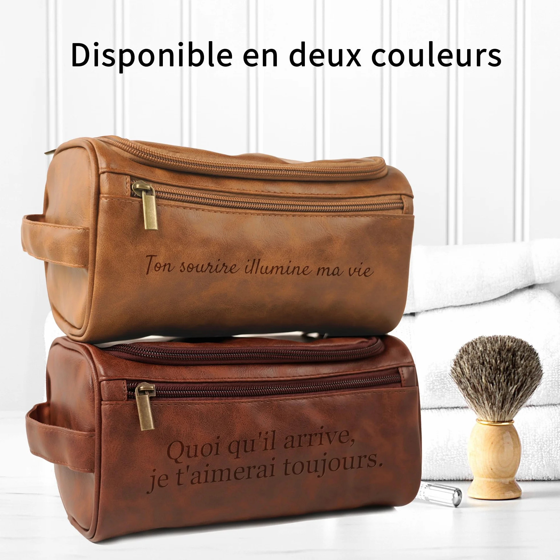 Easycosy Trousse de Toilette Homme avec Crochet en Cuir PU pour Voyage