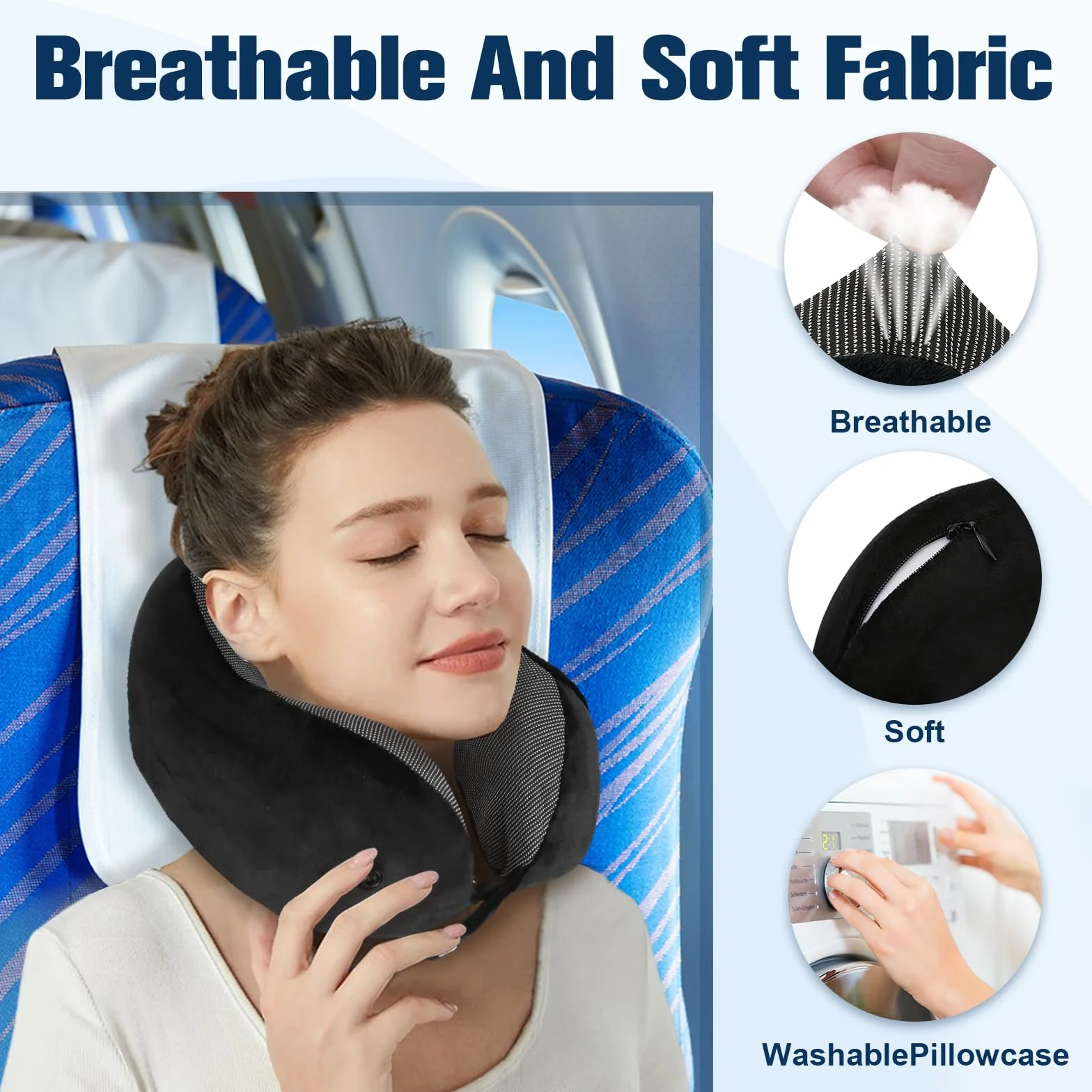 Cirorld Oreiller de Voyage en Mousse à Mémoire de Forme, Coussin de Nuque Ergonomique Réglable et Compact pour Adultes