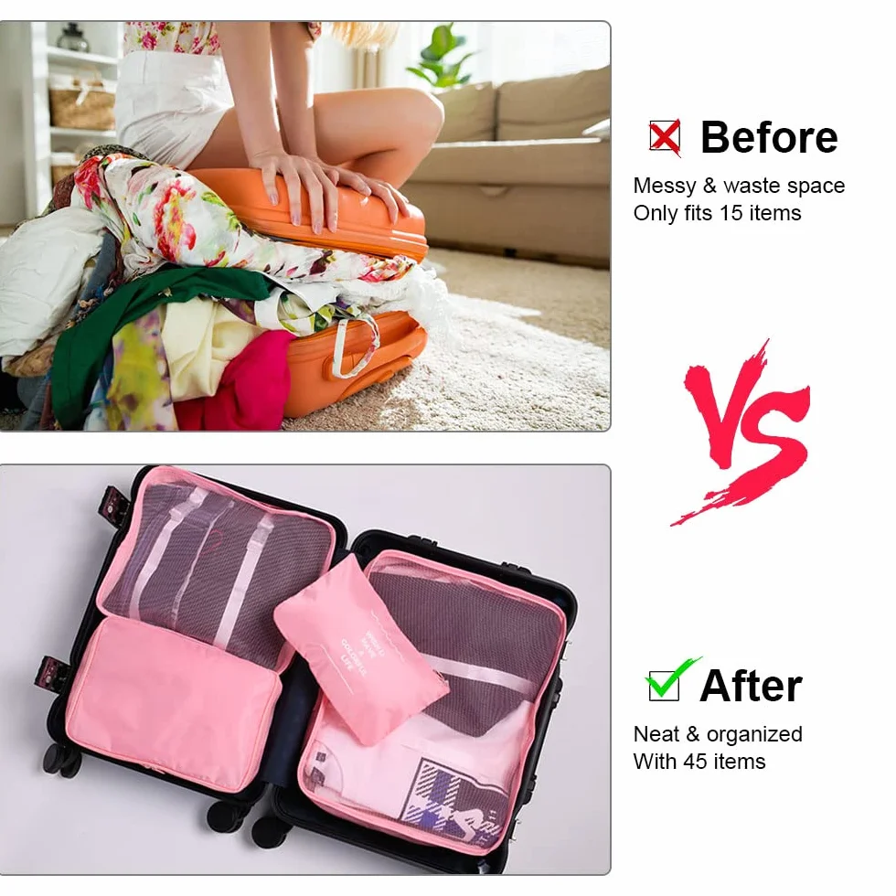 OSDUE Organisateur de Voyage Lot de 8 Imperméable Packing Cubes Sacs de Rangement