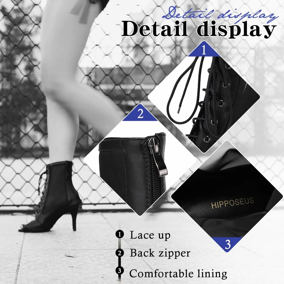 HIPPOSEUS Bottines de Danse Femme Talon Haut 8cm Chaussures de Danse Sexy Modèle 5136