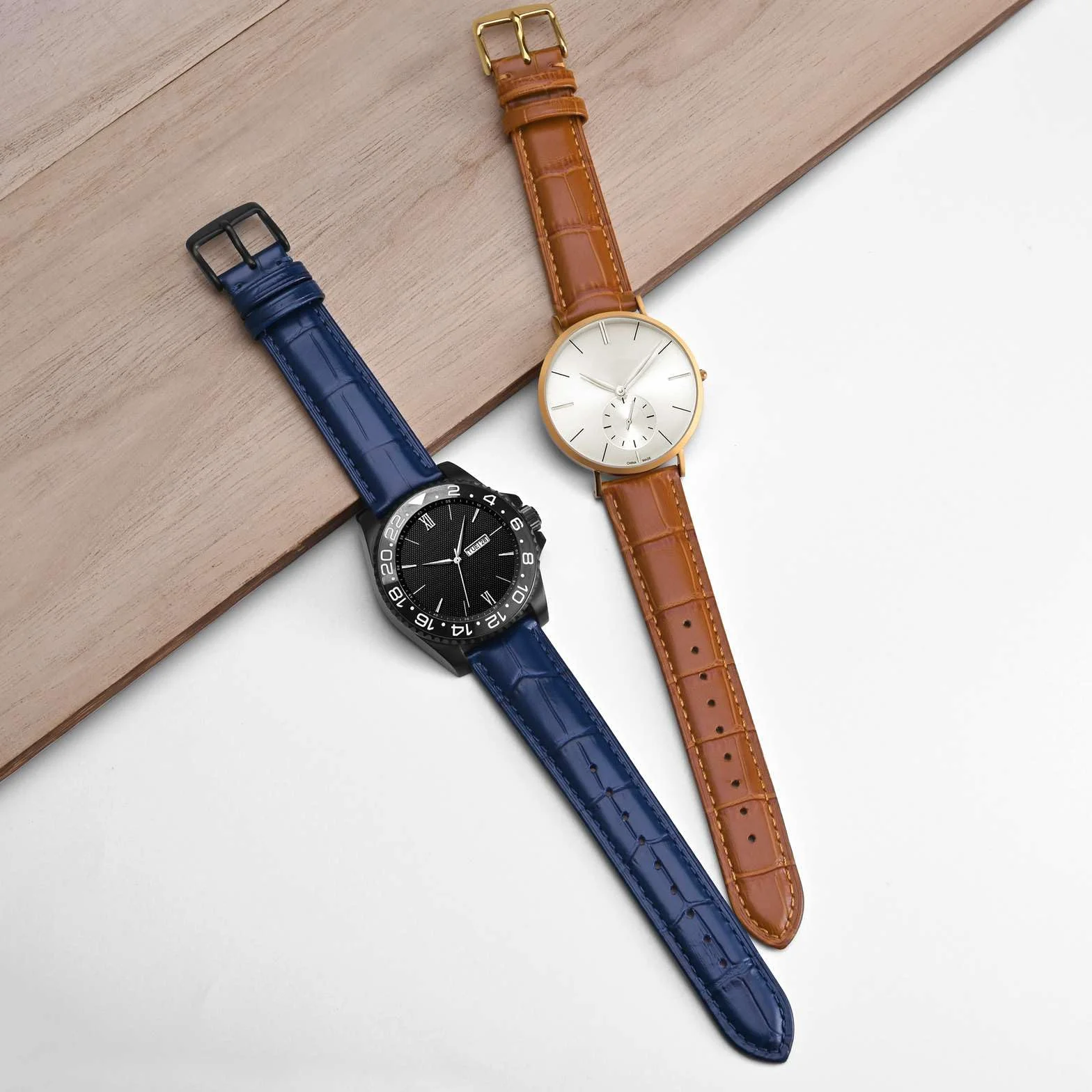 BISONSTRAP Bracelets de Montre Cuir Gaufré Crocodile Largeur Bande 18mm