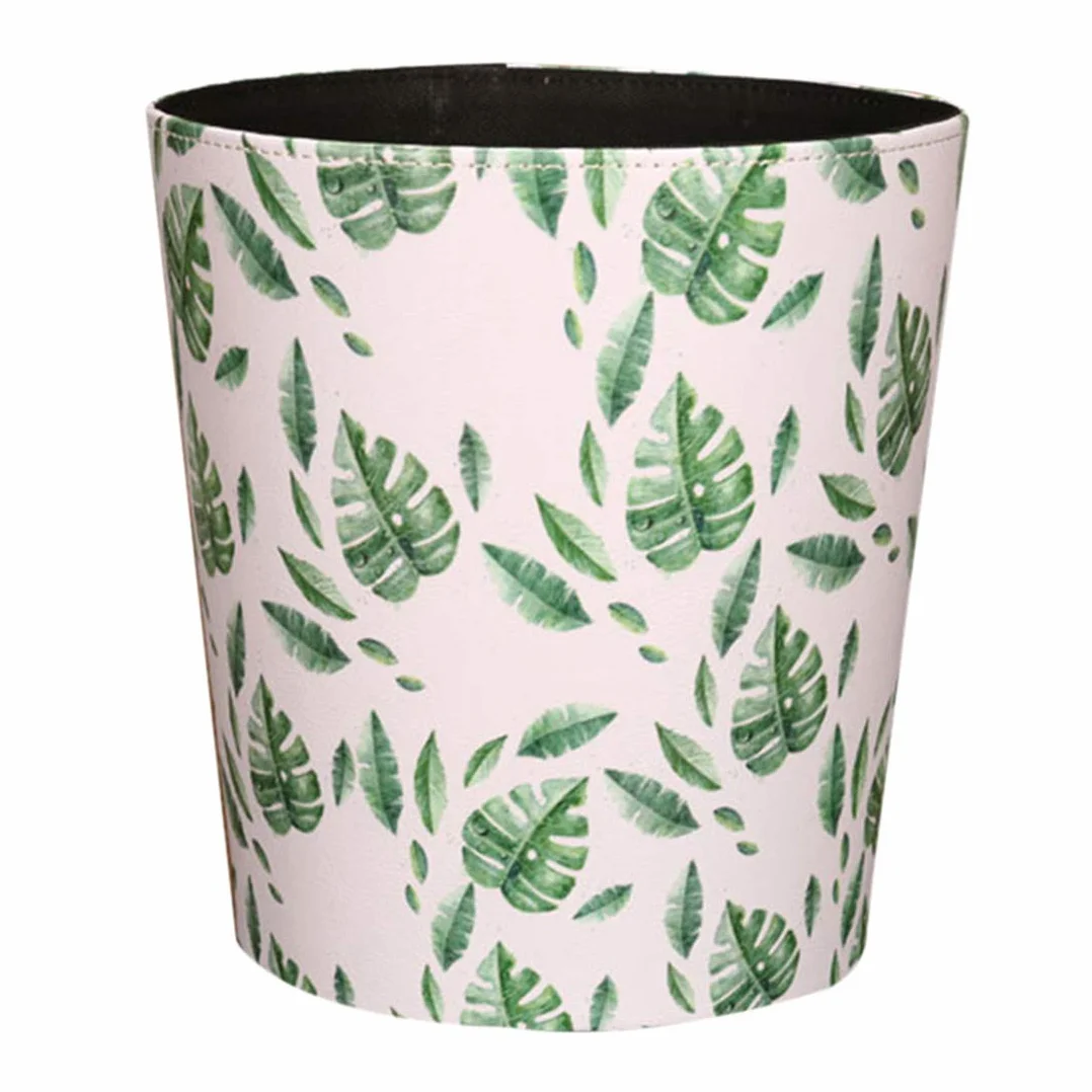 Poubelle en cuir étanche 10 L pour chambre d'enfant vert tropical