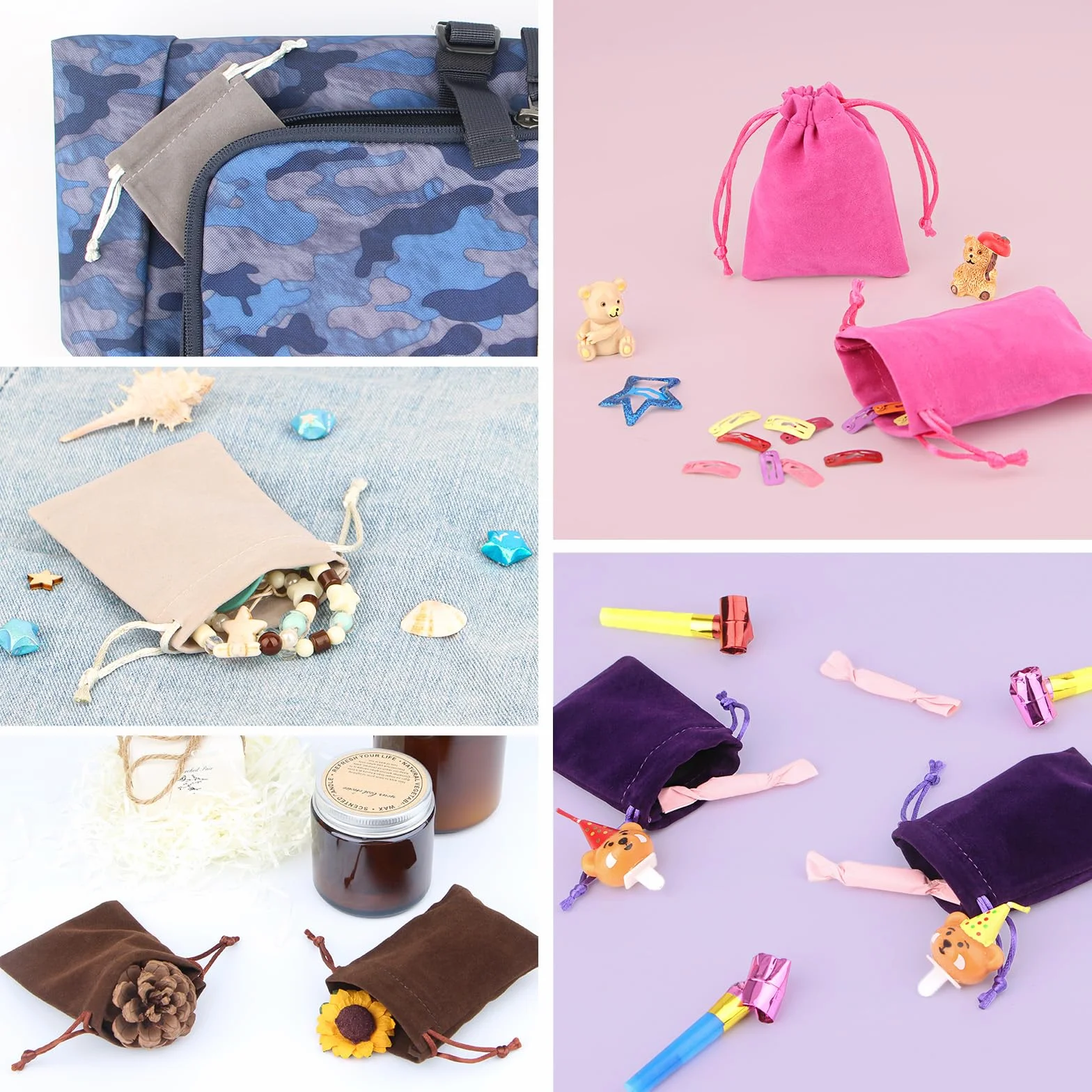 Mini Pochette Bijoux 38 Pièces Pochon avec Cordon, Petit Sachet Tissu 7x9cm en Velours, pour Bagues Cadeau Bijoux (19 Couleurs)