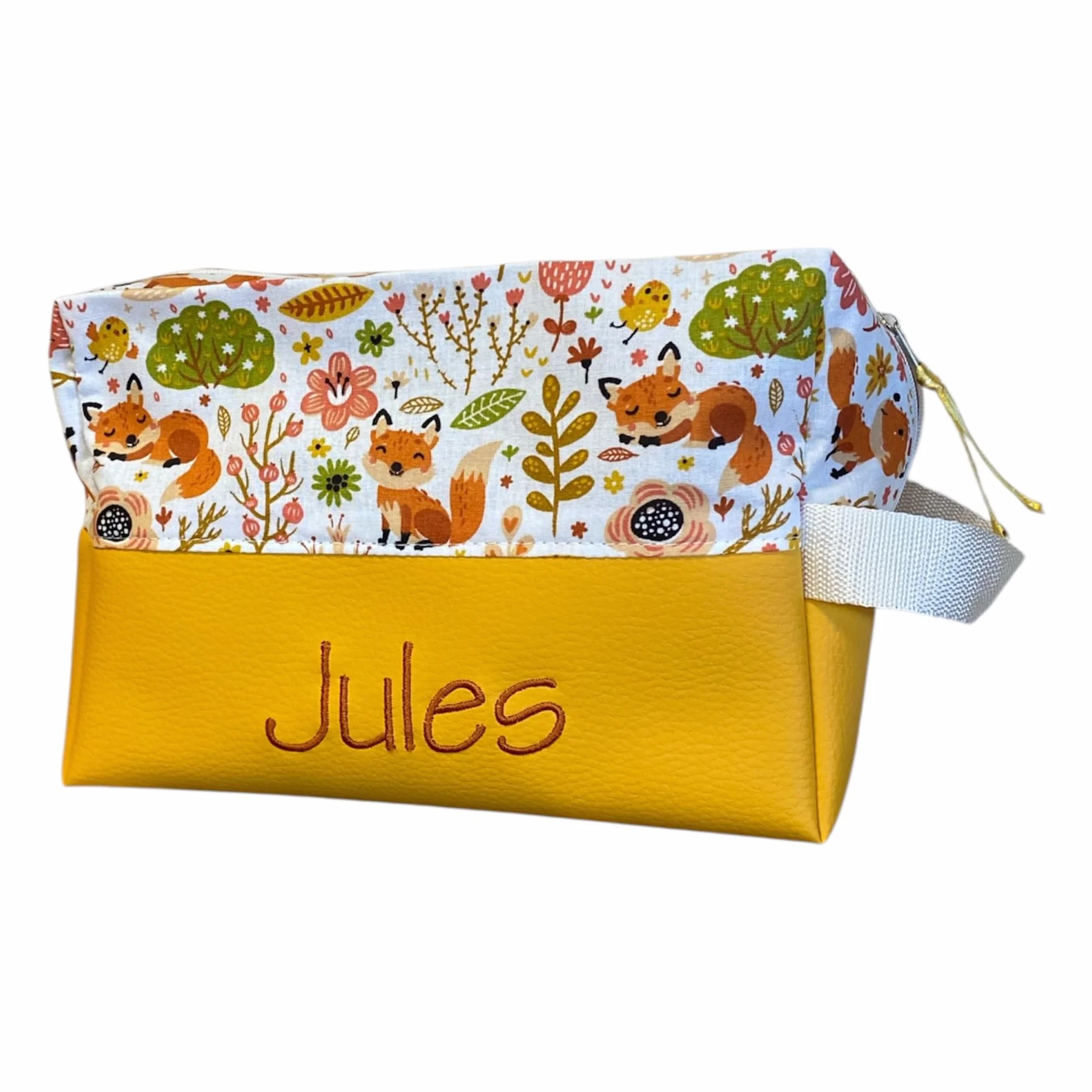 Trousse de Toilette Enfant Personnalisé Renard Jaune