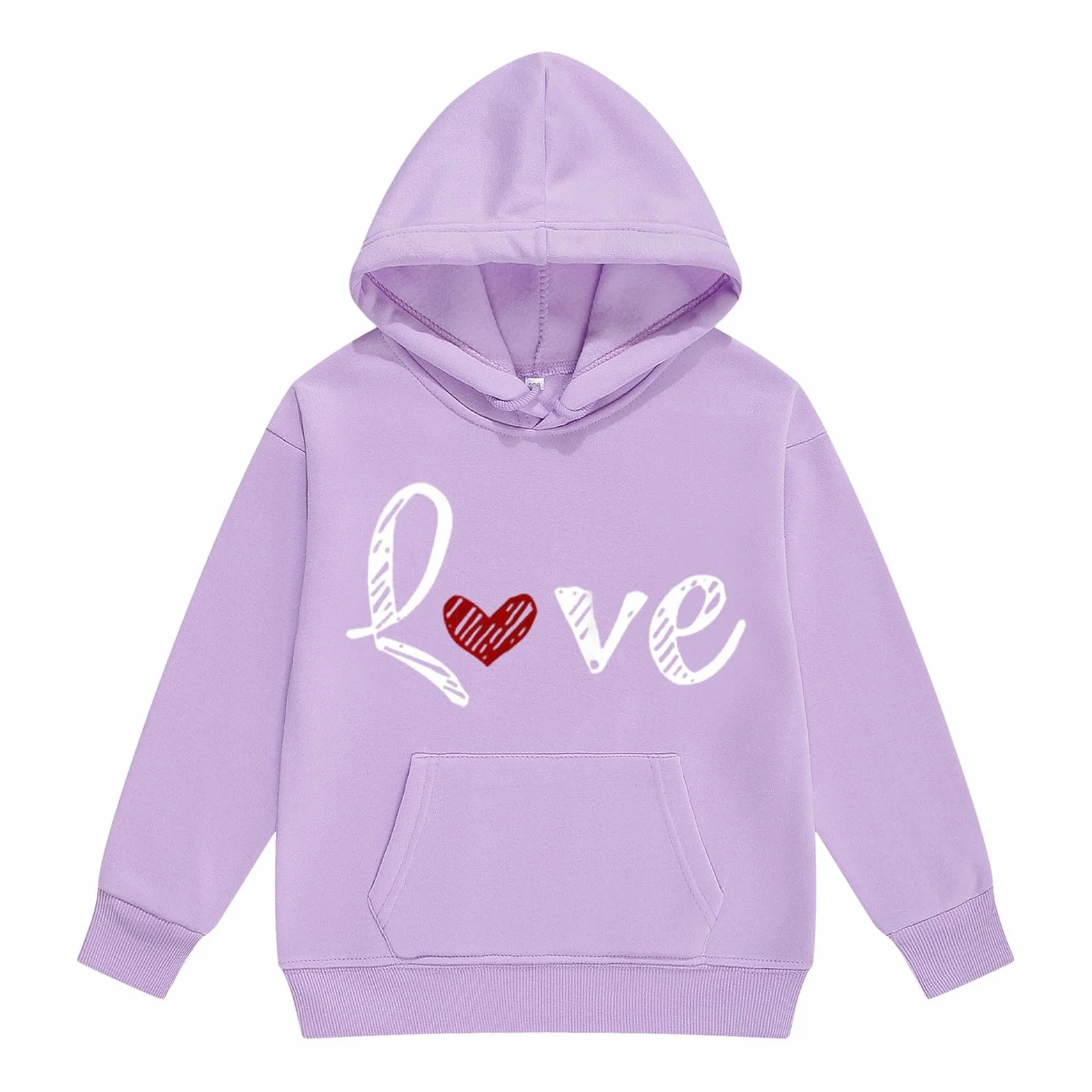 Sweat à capuche surdimensionné pour filles motif cœurs manches longues