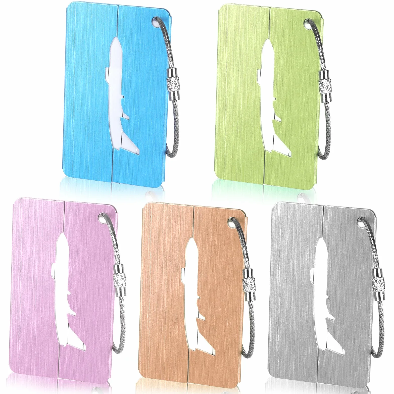 Alyvisun Etiquette Valise Métal 5 Pièces avec Carte Informations 7,5x4,5 cm