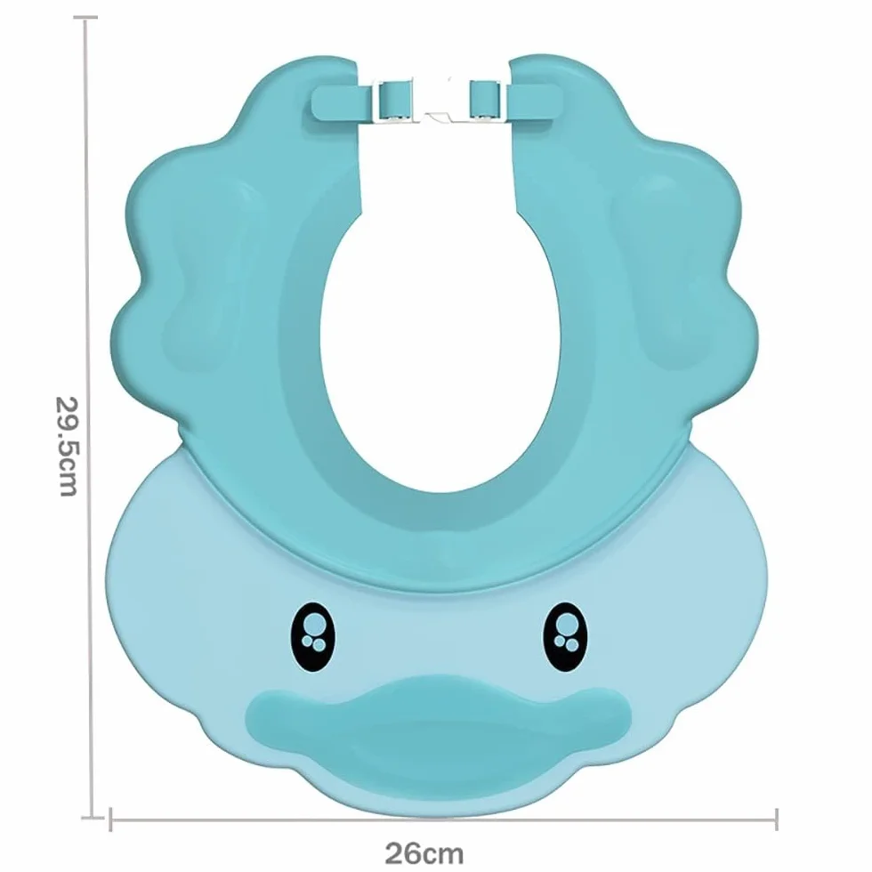 Bleu Bonnet de Douche Bébé Réglable Visière Bonnets de Bain Shampoing Chapeau Protège Yeux Oreilles Enfants