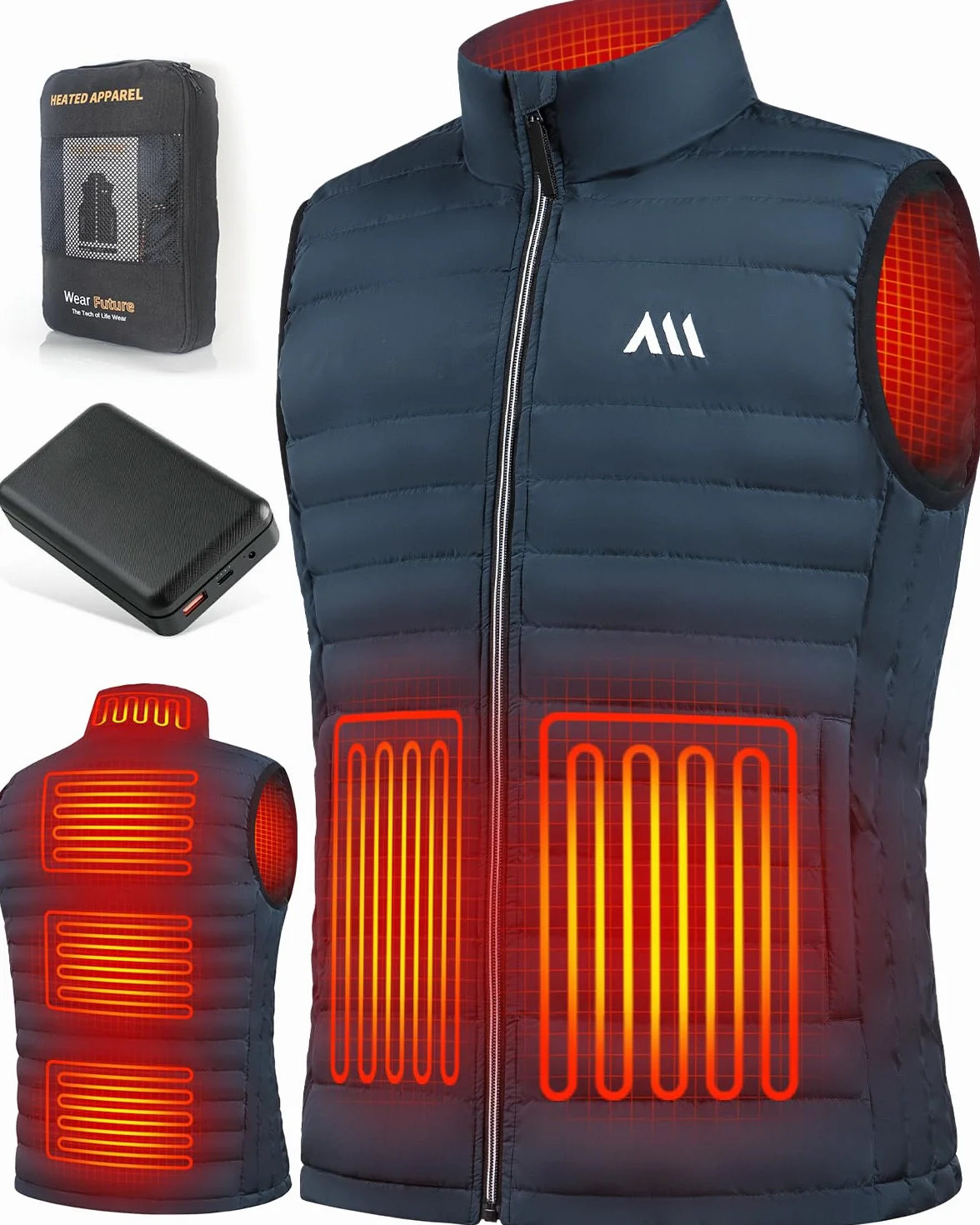 Gilet Chauffant Électrique 20000mAh Veste Chauffante Homme Sans Manche 6 Zones