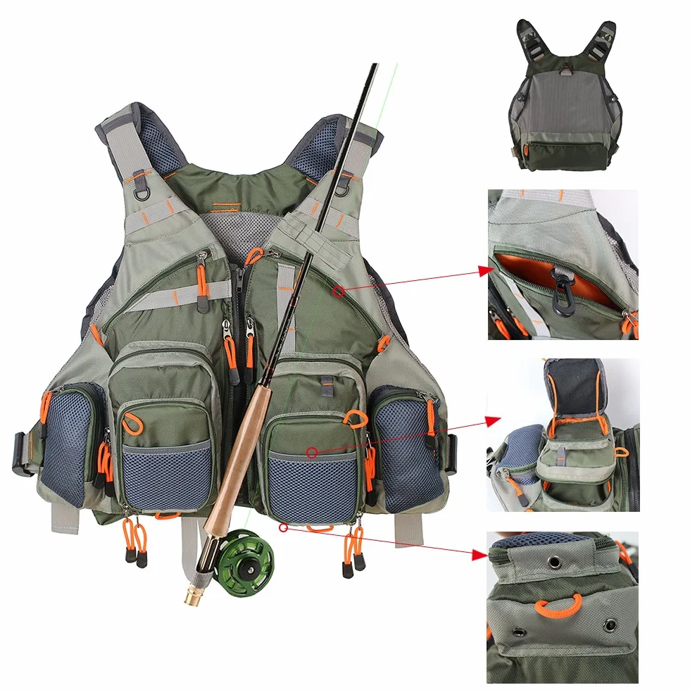 Kylebooker Gilet de pêche à la Mouche Taille réglable Hommes Femmes