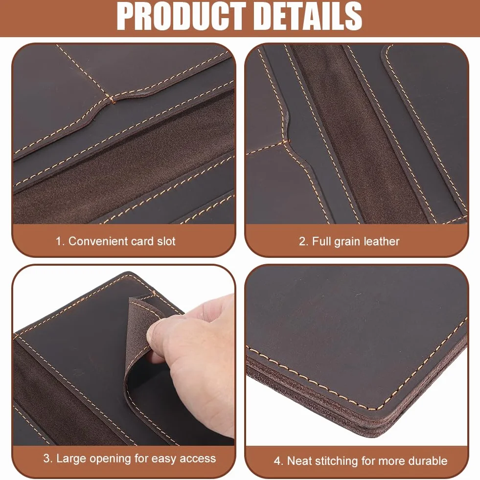 Étui de Passeport en Cuir de Vachette Véritable avec Protection RFID Portefeuille de Voyage