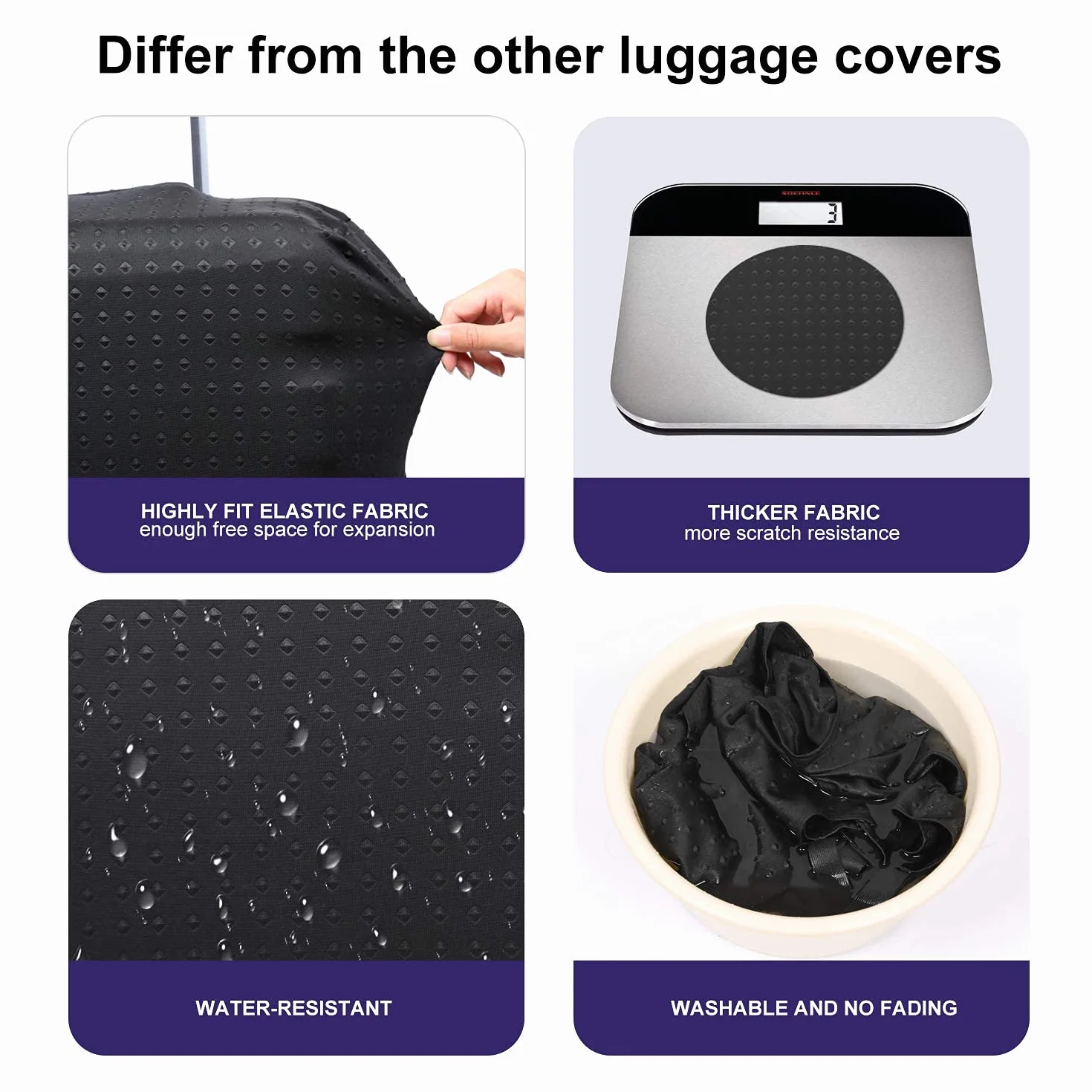 Housse de Protection pour Bagages 28/29/30 Résistant à l'Eau Lavable Noir