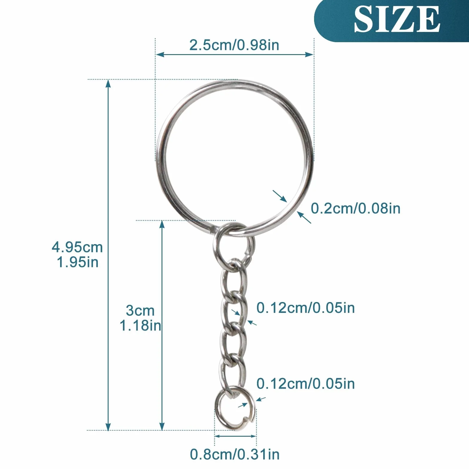 Kit Porte Clé 60 Pièces Anneaux Porte Clé avec Chainette pour Loisirs Créatifs Bricolage Bijou