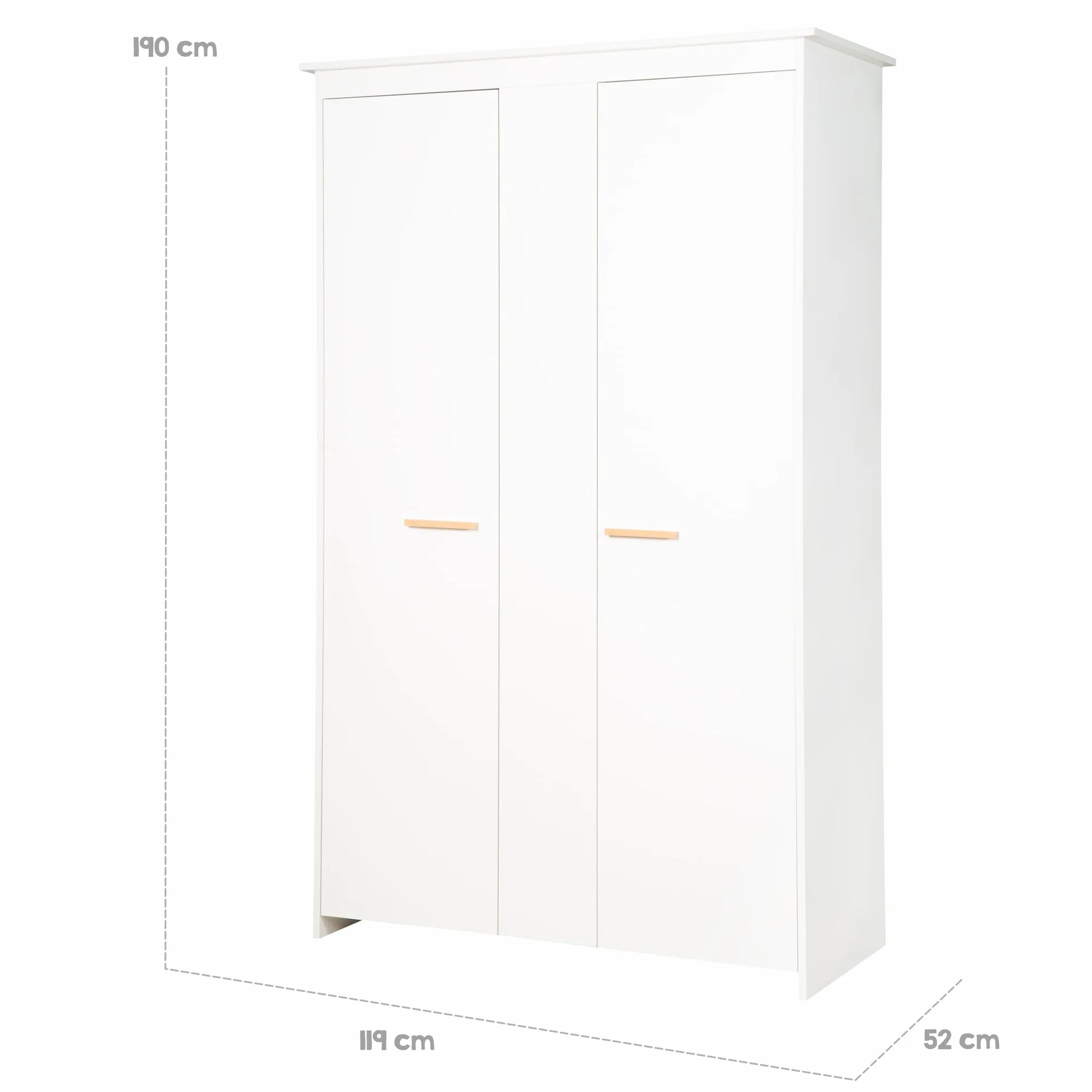 roba Armoire Bébé 2 Portes Anton Bois Blanc avec Penderies et Étagères Fermeture Douce