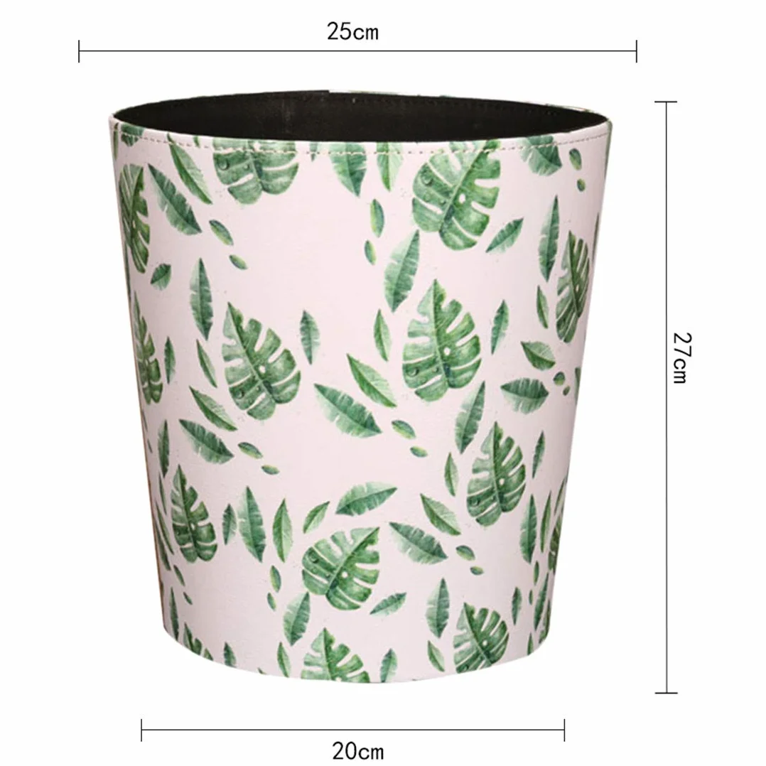 Poubelle en cuir étanche 10 L pour chambre d'enfant vert tropical