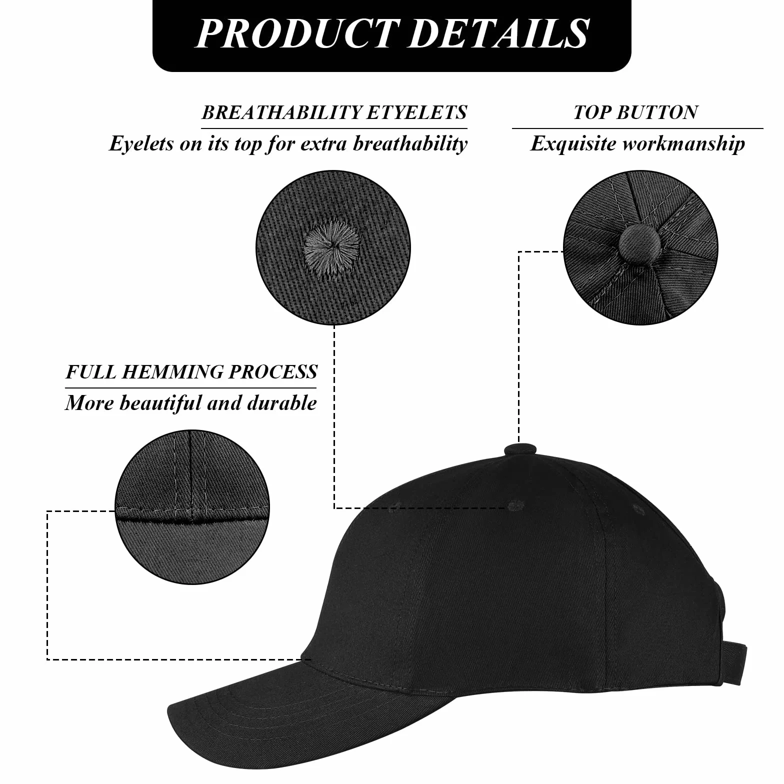 Casquette de Baseball Queue de Cheval Coton Respirante Ajustable Anti-Soleil Vintage Cross Hat