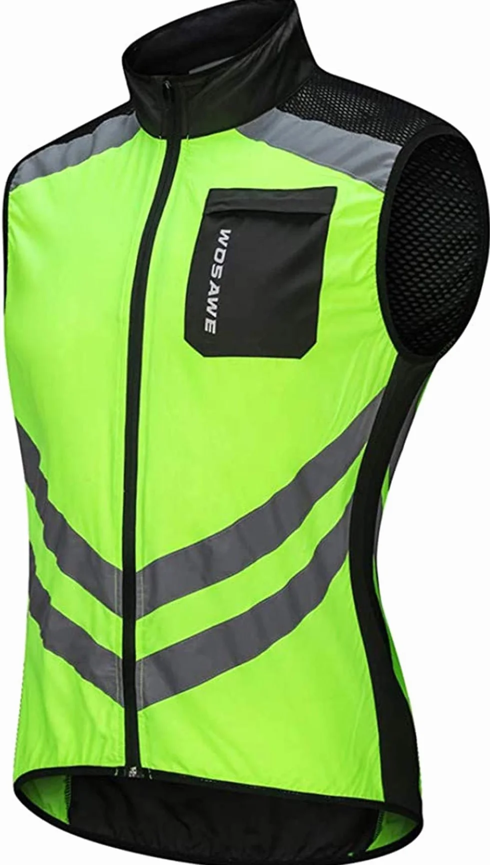 Gilet de Cyclisme sans Manches LINGKY pour Hommes Veste Respirante Poches Zippées Réfléchissante Légère