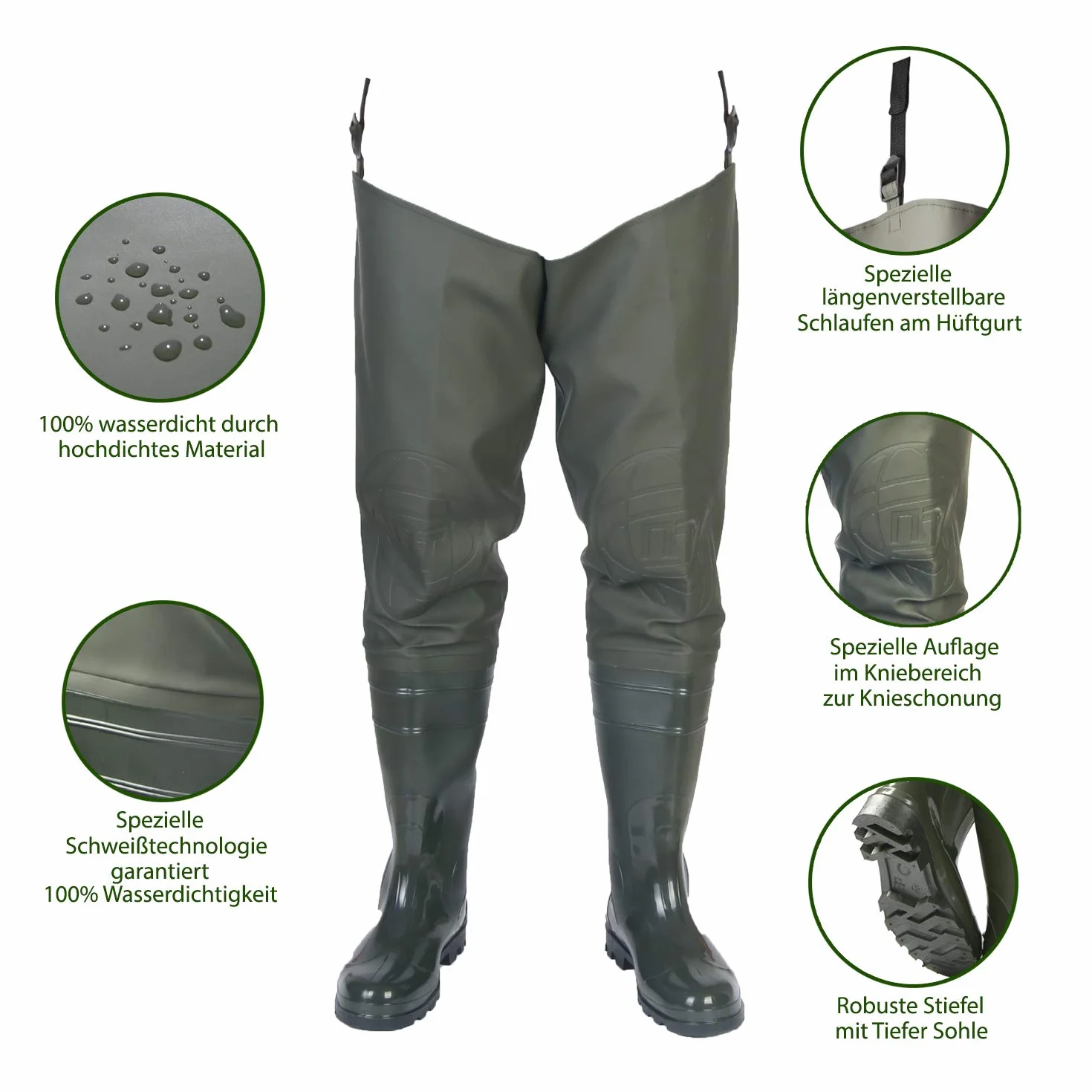 Pantalon de pêche avec bottes imperméables Taille 41-47 pour homme