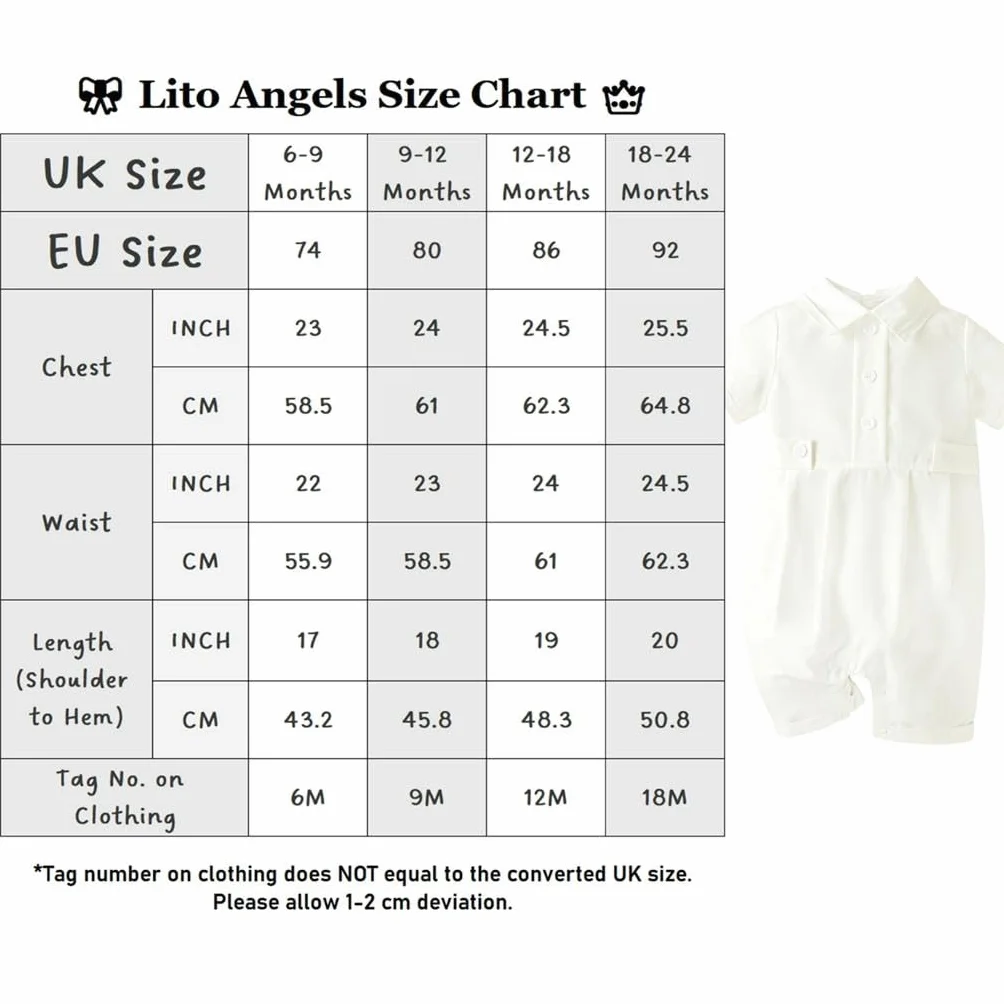 Lito Angels Tenue de Bapteme Bebe Grenouillère Baptismale Béret Nouveau-Nés 6-24 Mois