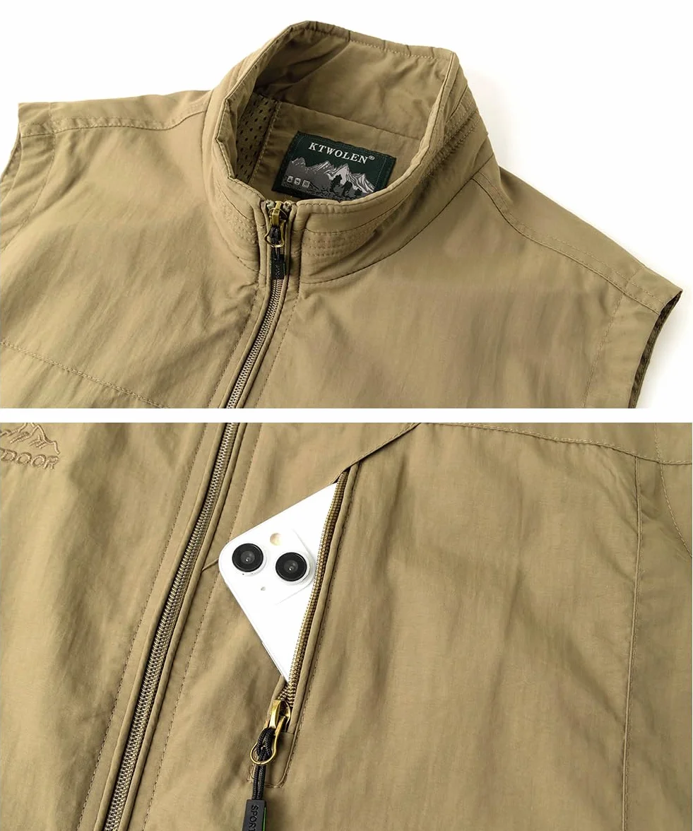 Gilet de Pêche Respirant Léger pour Hommes Veste sans Manche de Randonnée