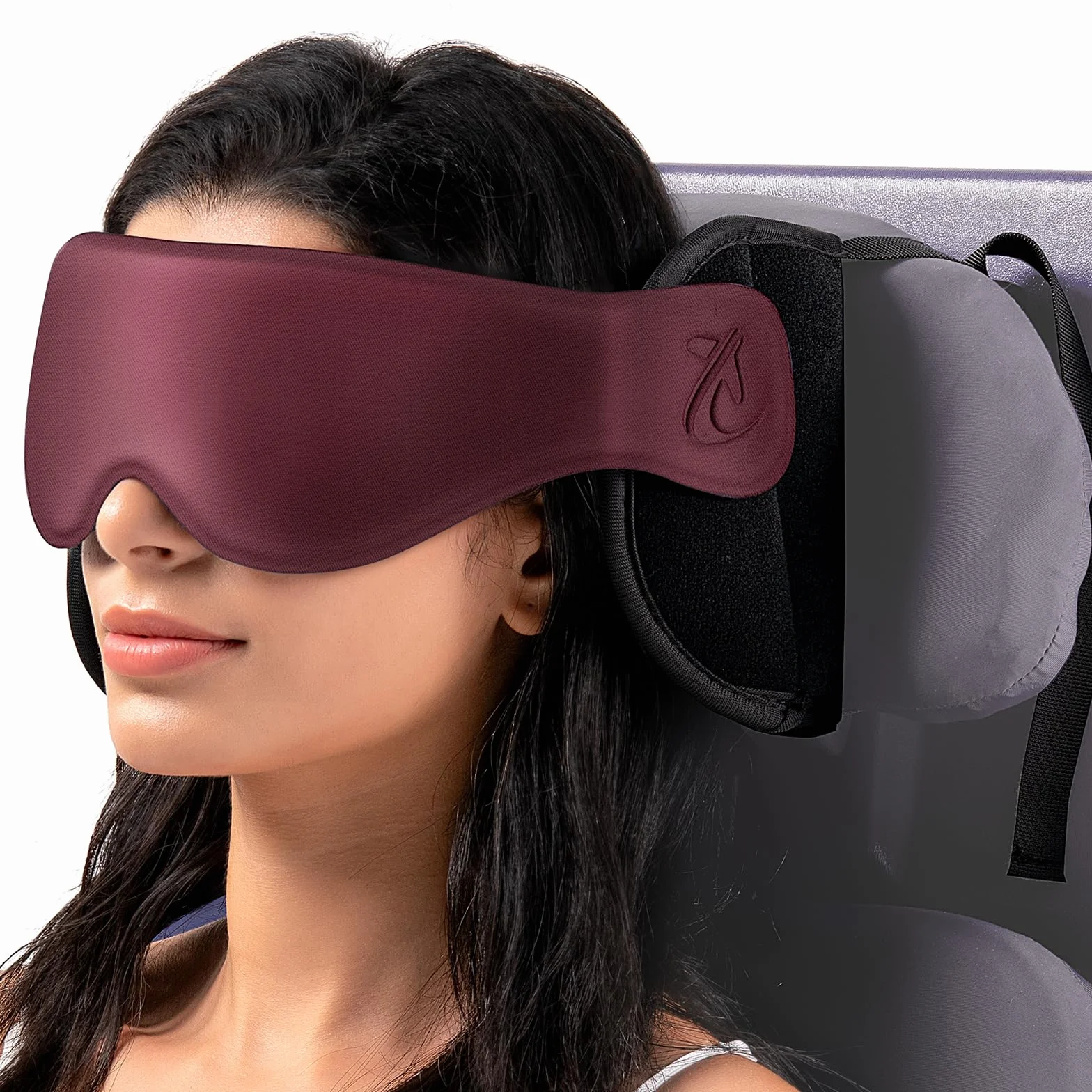 Oreiller de Voyage Cervical avec Masque 3D, Soutien de Tête 360°, Rouge