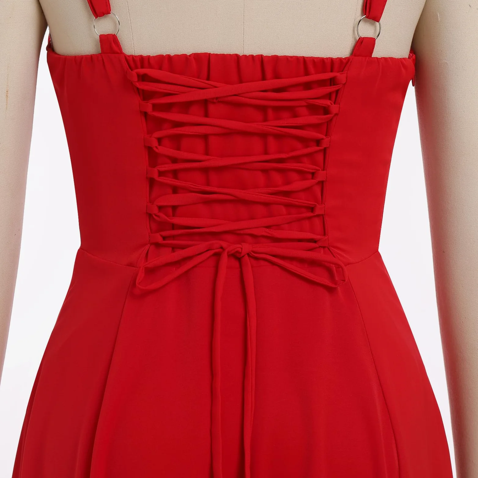 IWEMEK Robe Corset Femme d'été, Robe Longue Boho Chic à Bretelles Réglables - Imprimé Fleuri, Dos Nu, Taille Cintrée, Manche-Épaulette, Longueur Mi-Mollet pour Vacances, Plage, Mariage