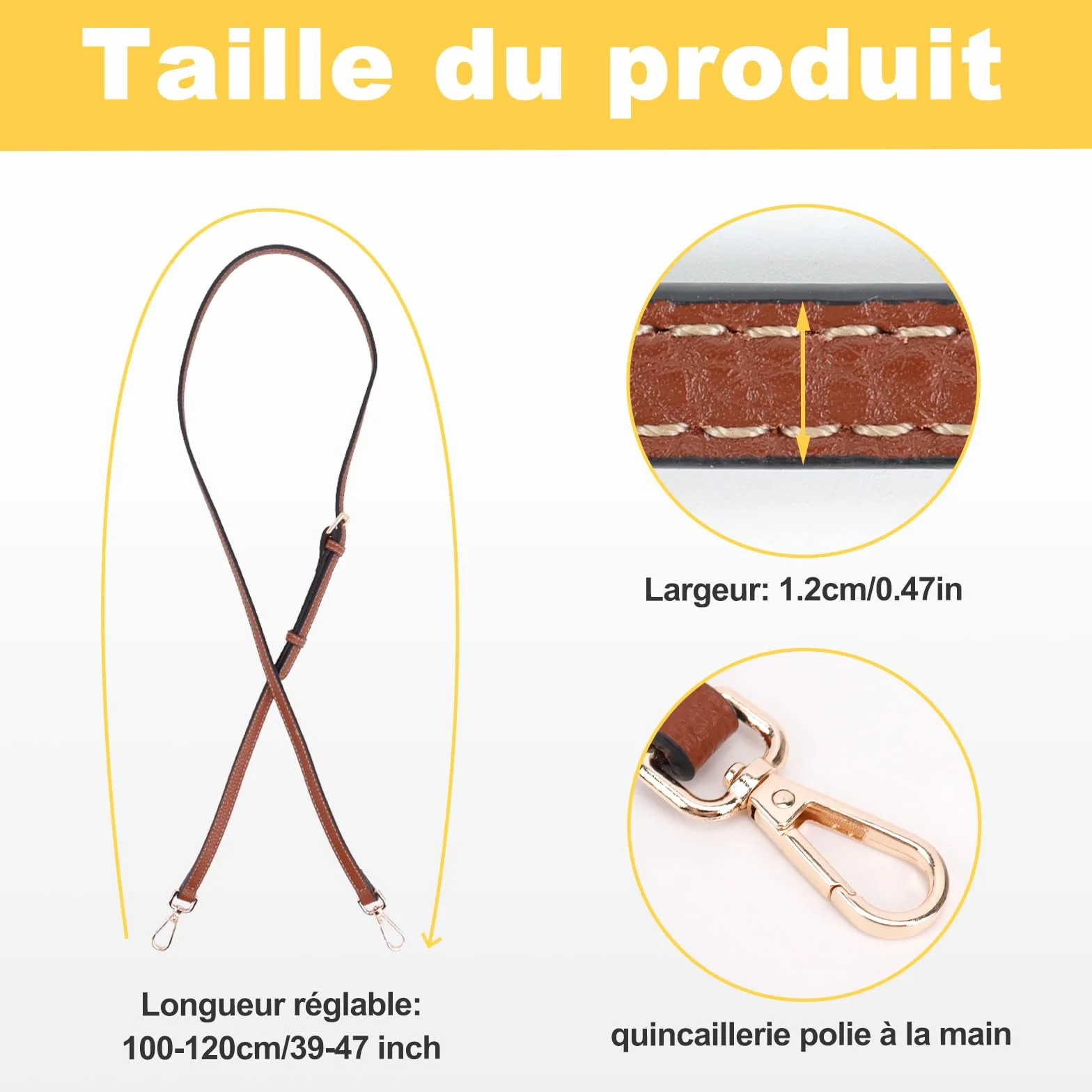 Bandouliere Cuir pour Sac Longchamp Mini Le Pliage Femme